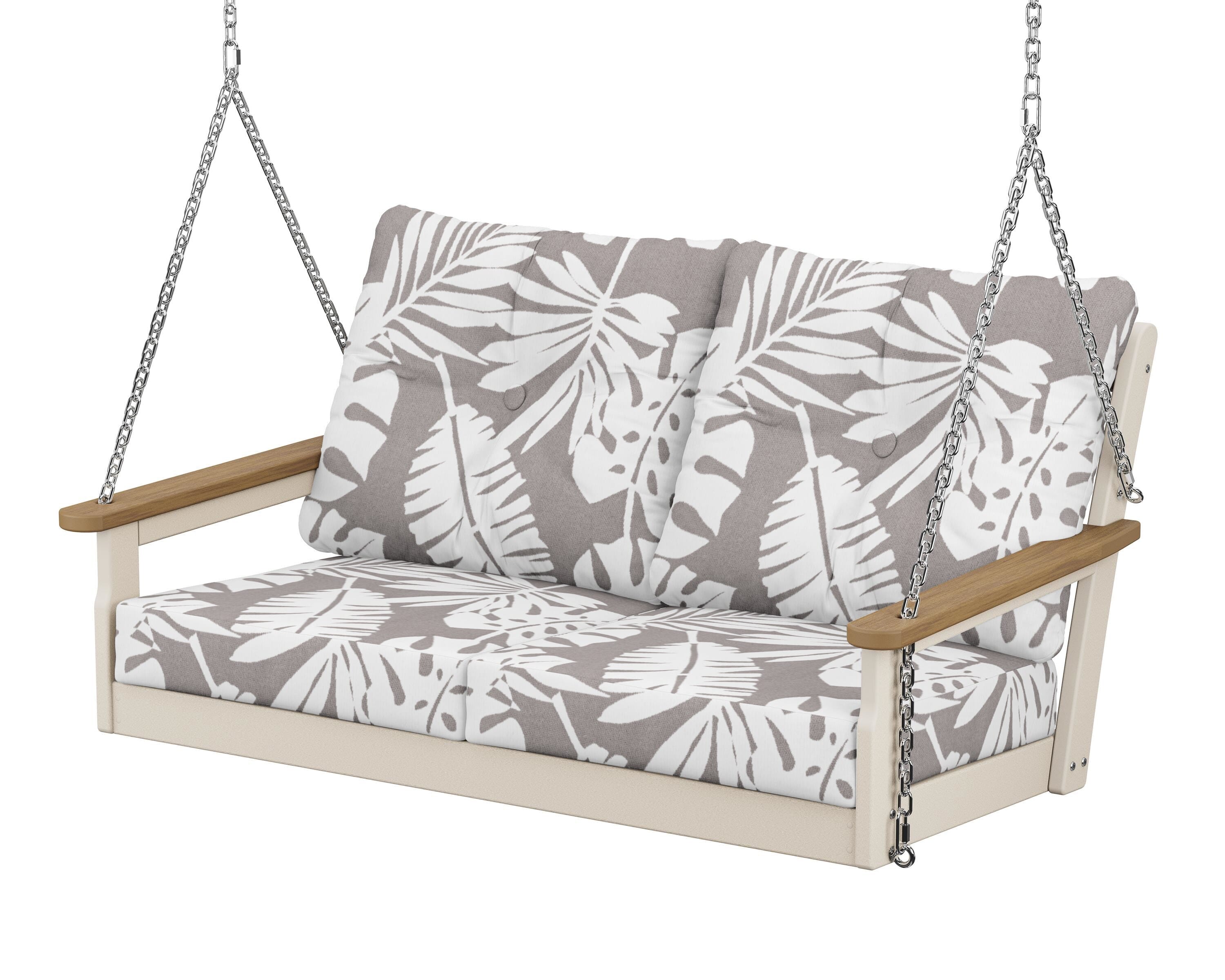 POLYWOOD® Vineyard Deep Seating Swing in Sand / Natural / Leaf Grey Mist