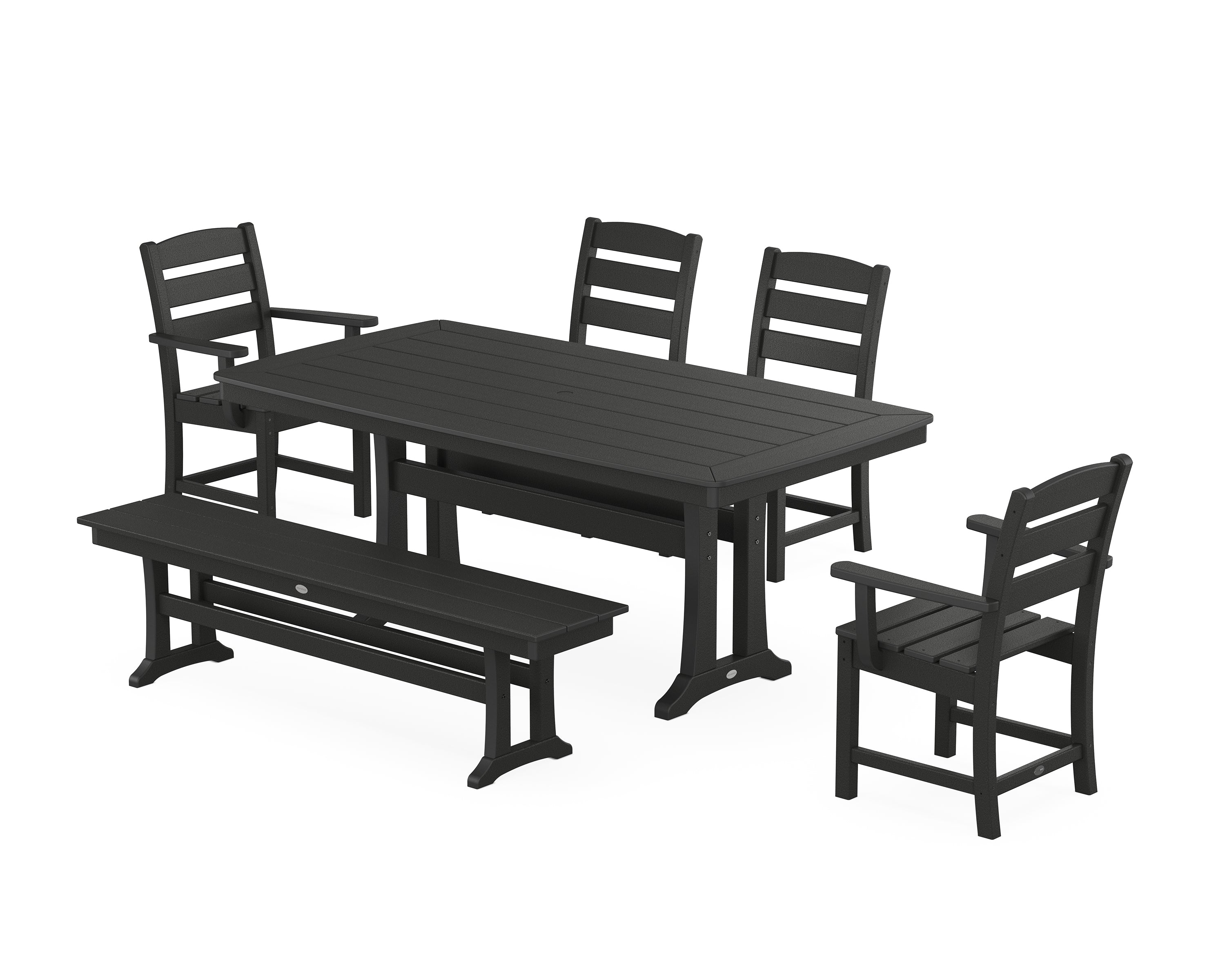 POLYWOOD® Lakeside 6-Piece Dining Set with Trestle Legs in Black