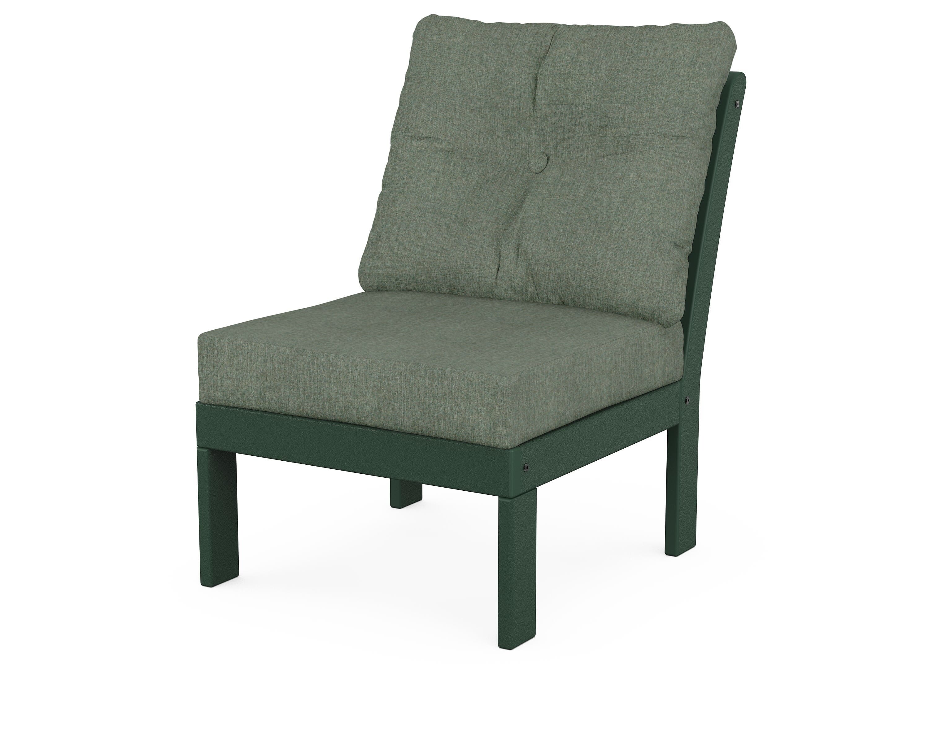 POLYWOOD® Vineyard Modular Armless Chair in Green / Cast Sage