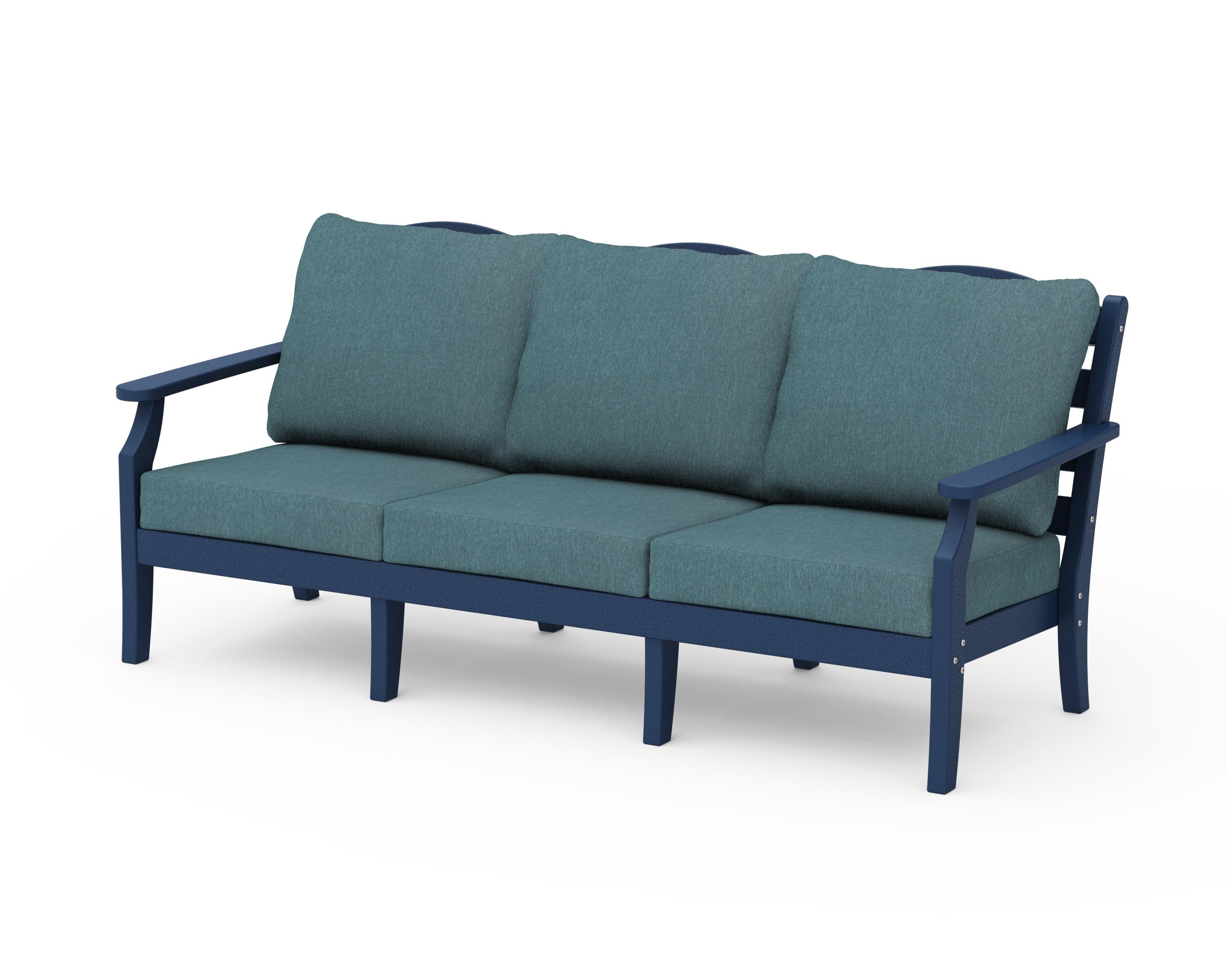 Draper James™ by POLYWOOD® Savannah Deep Seating Sofa in Navy / Ocean Teal