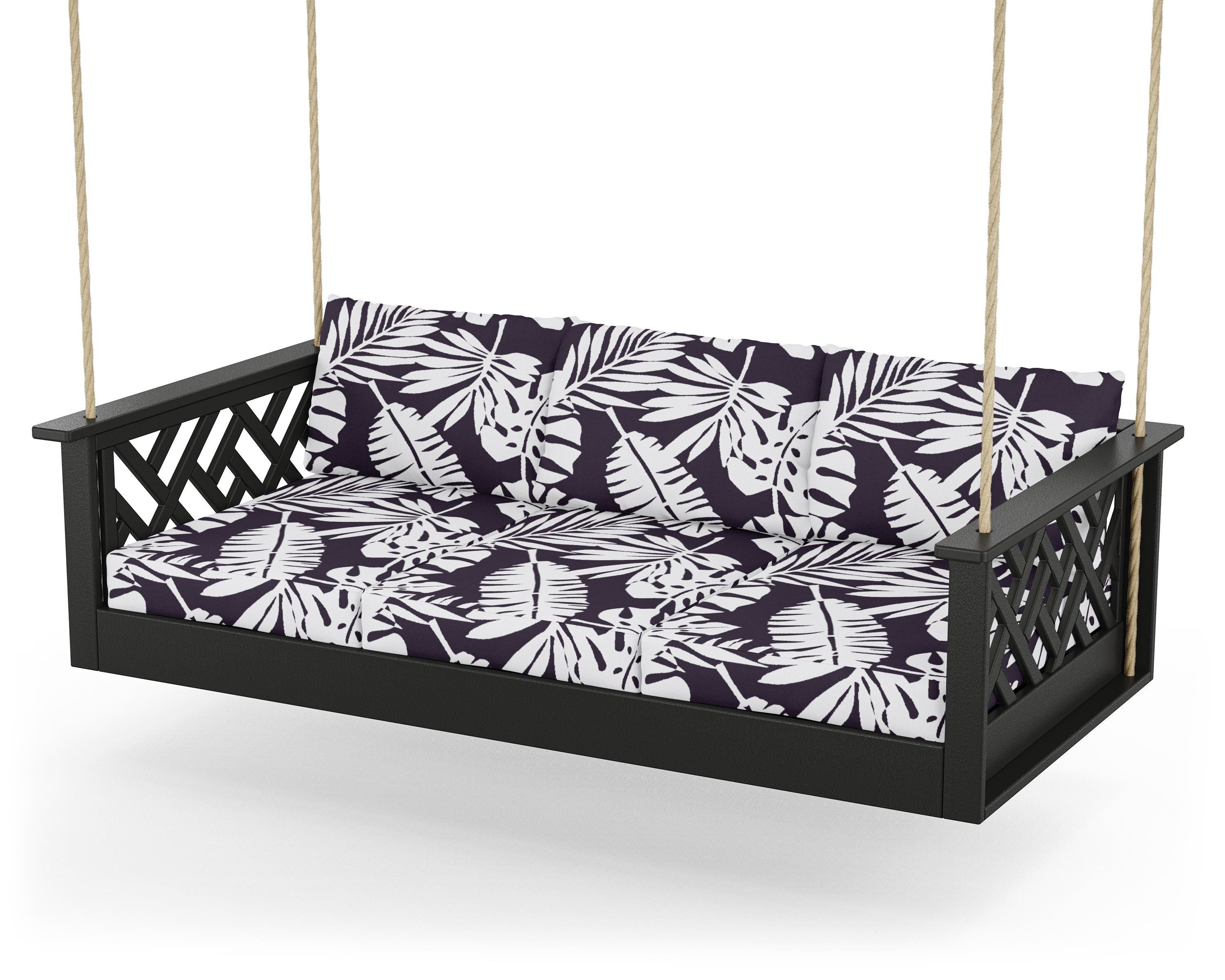 POLYWOOD® Chippendale Daybed Swing in Black / Leaf Navy