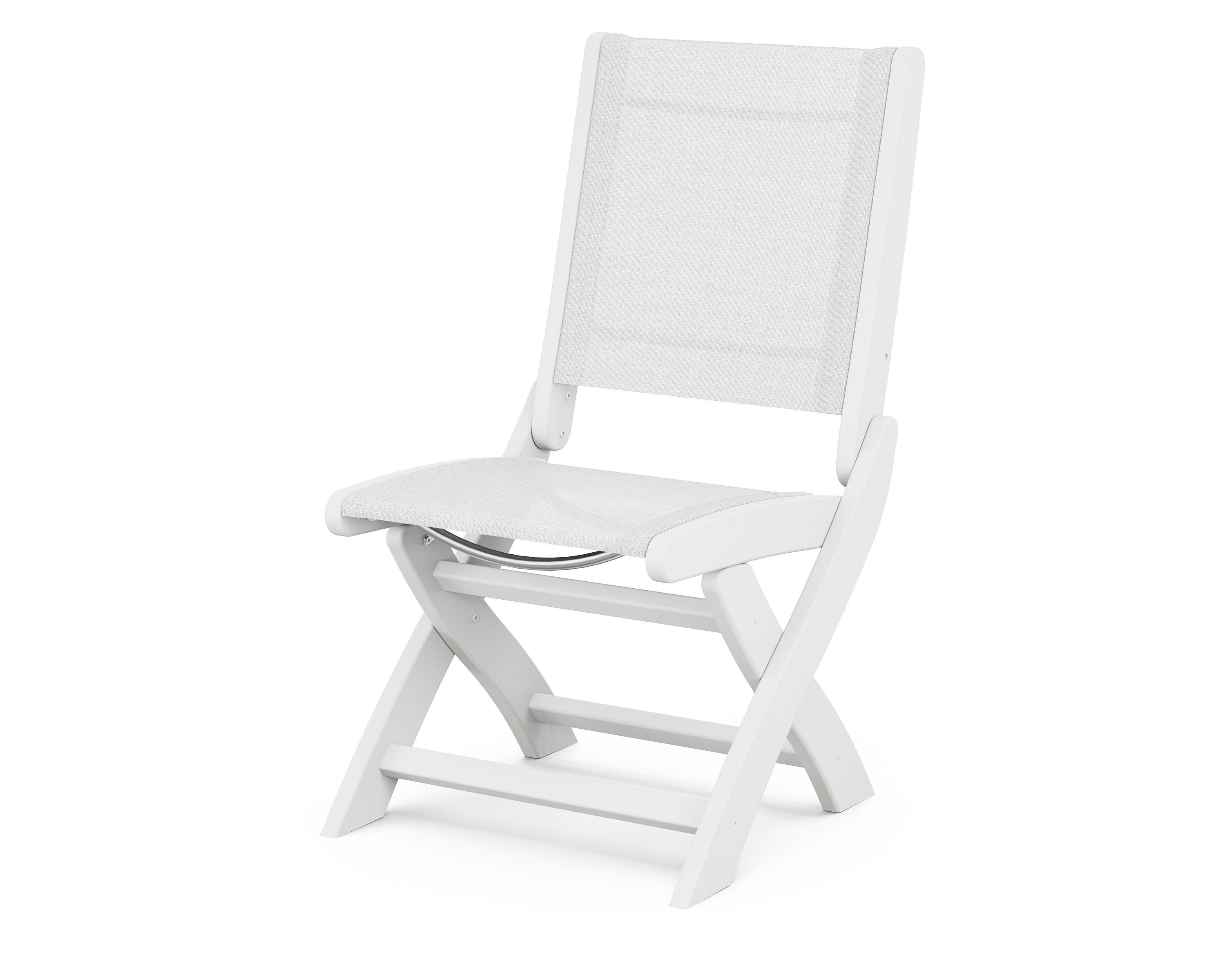 POLYWOOD® Coastal Folding Side Chair in White / White Sling