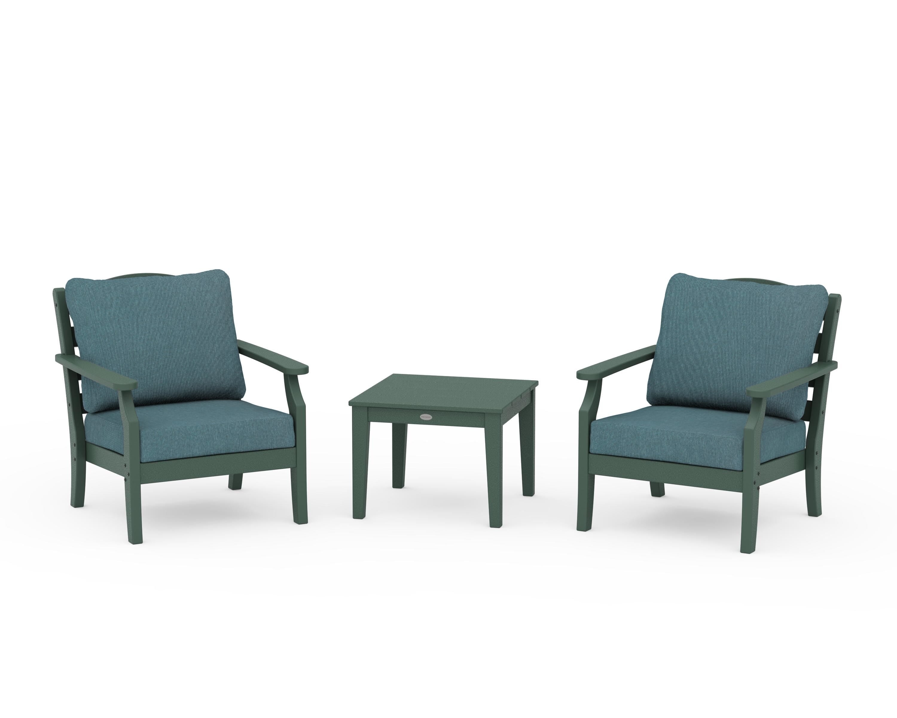 Draper James™ by POLYWOOD® Savannah 3-Piece Deep Seating Set in Green / Ocean Teal