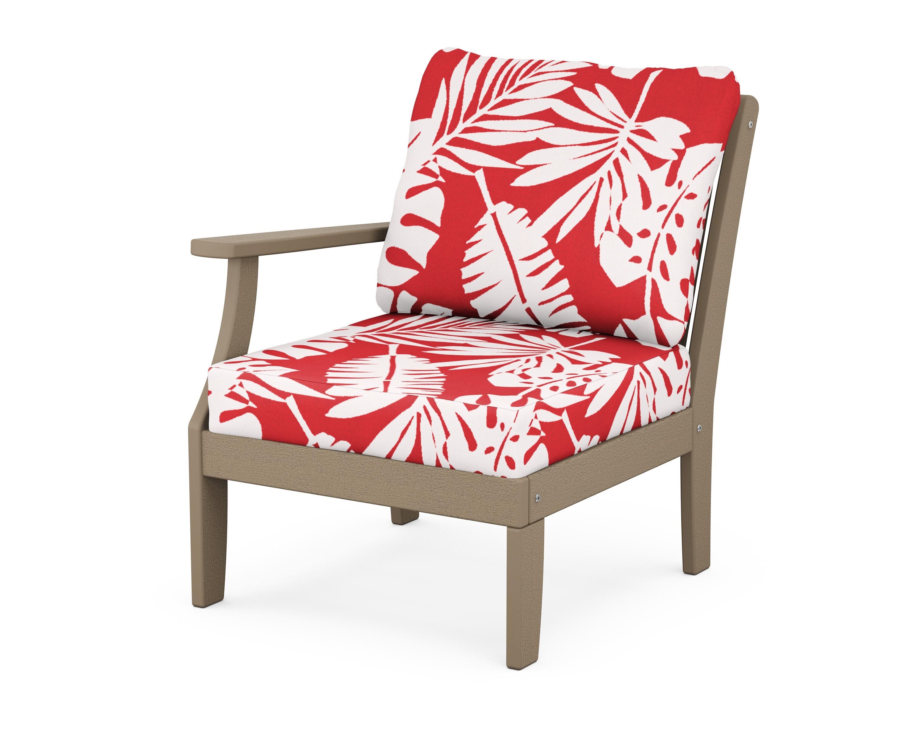 POLYWOOD® Braxton Modular Left Arm Chair in Vintage Sahara / Leaf Crimson