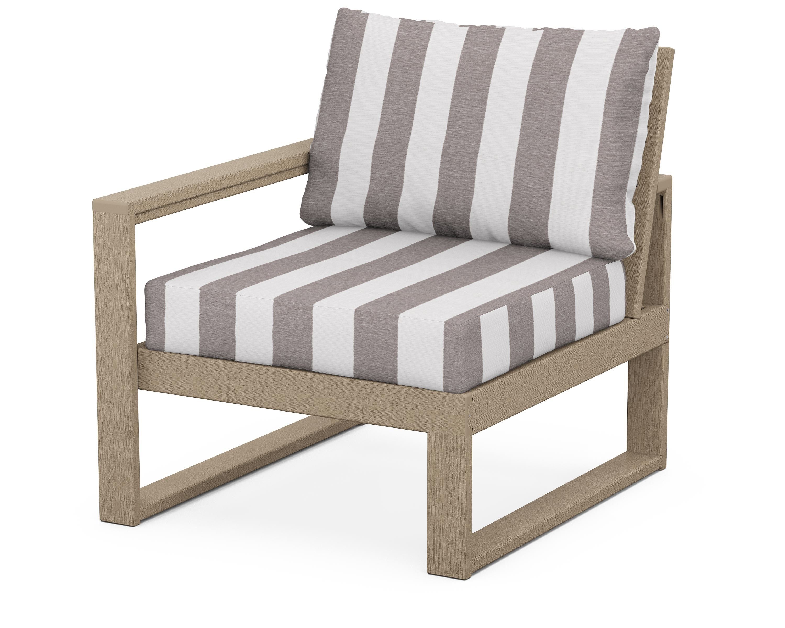 POLYWOOD® EDGE Modular Left Arm Chair in Vintage Sahara / Cabana Stripe Grey Mist