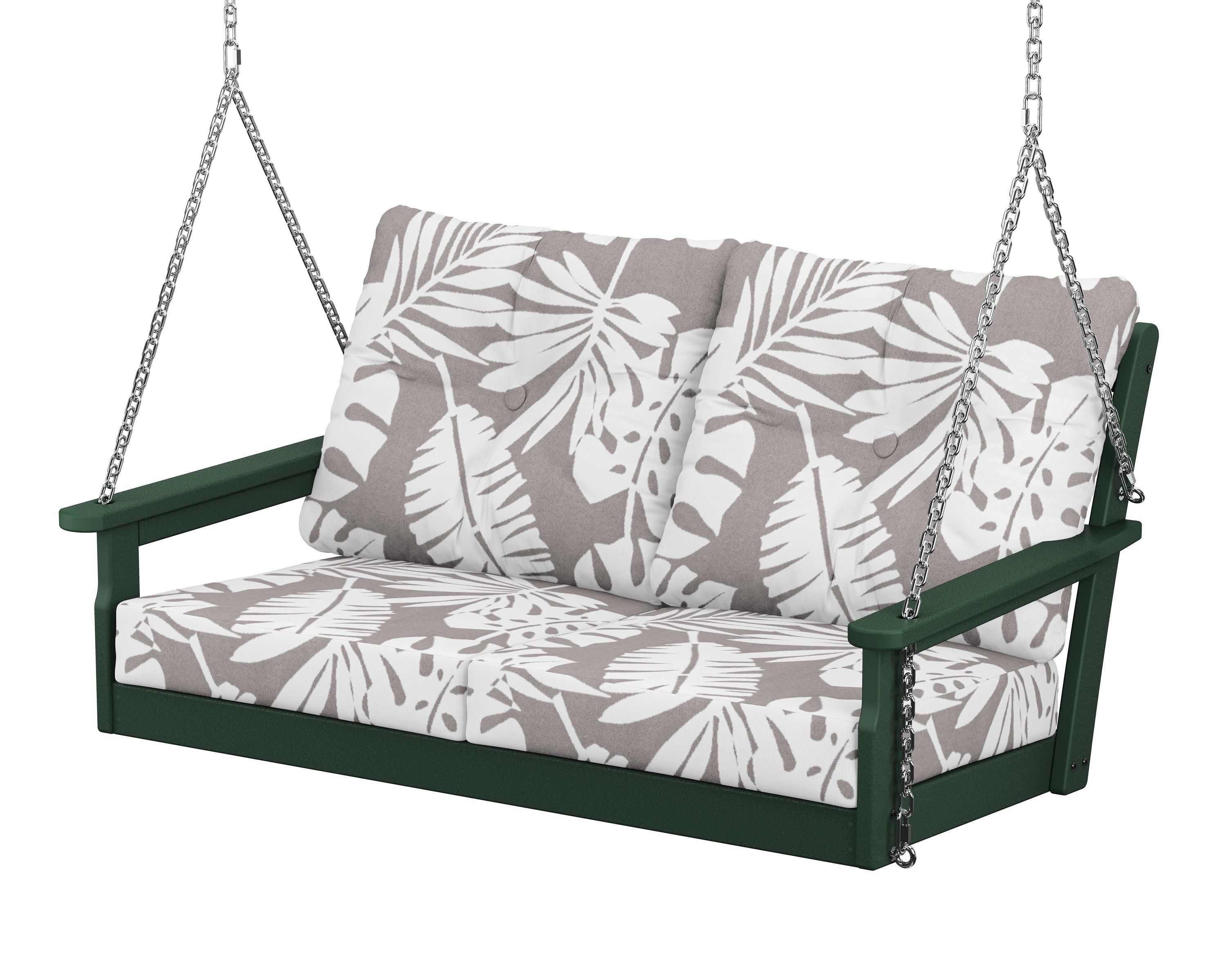POLYWOOD® Vineyard Deep Seating Swing in Green / Leaf Grey Mist