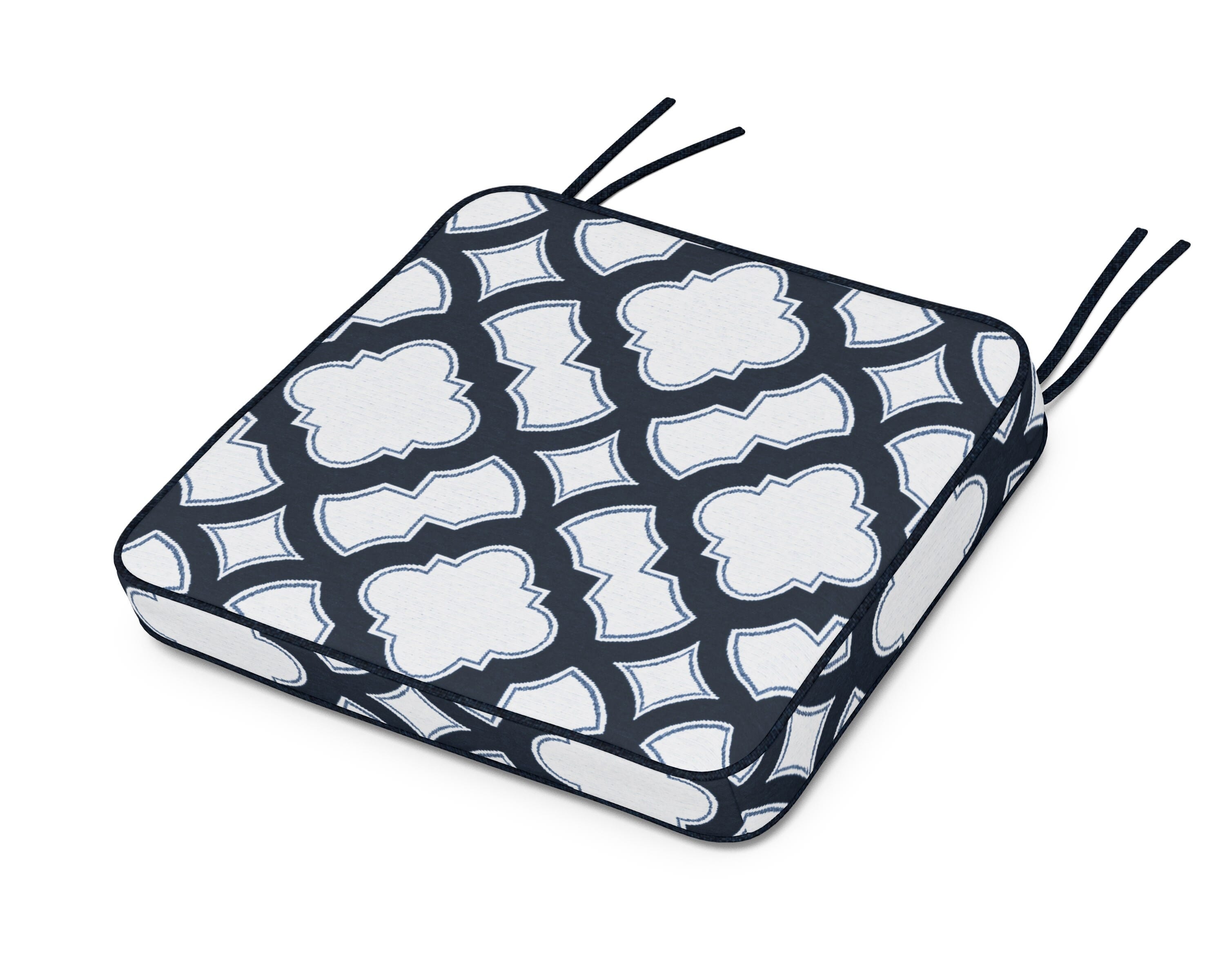 Martha Stewart by POLYWOOD® Chinoiserie Arm Chair Seat Cushion in Trellis Marine Indigo