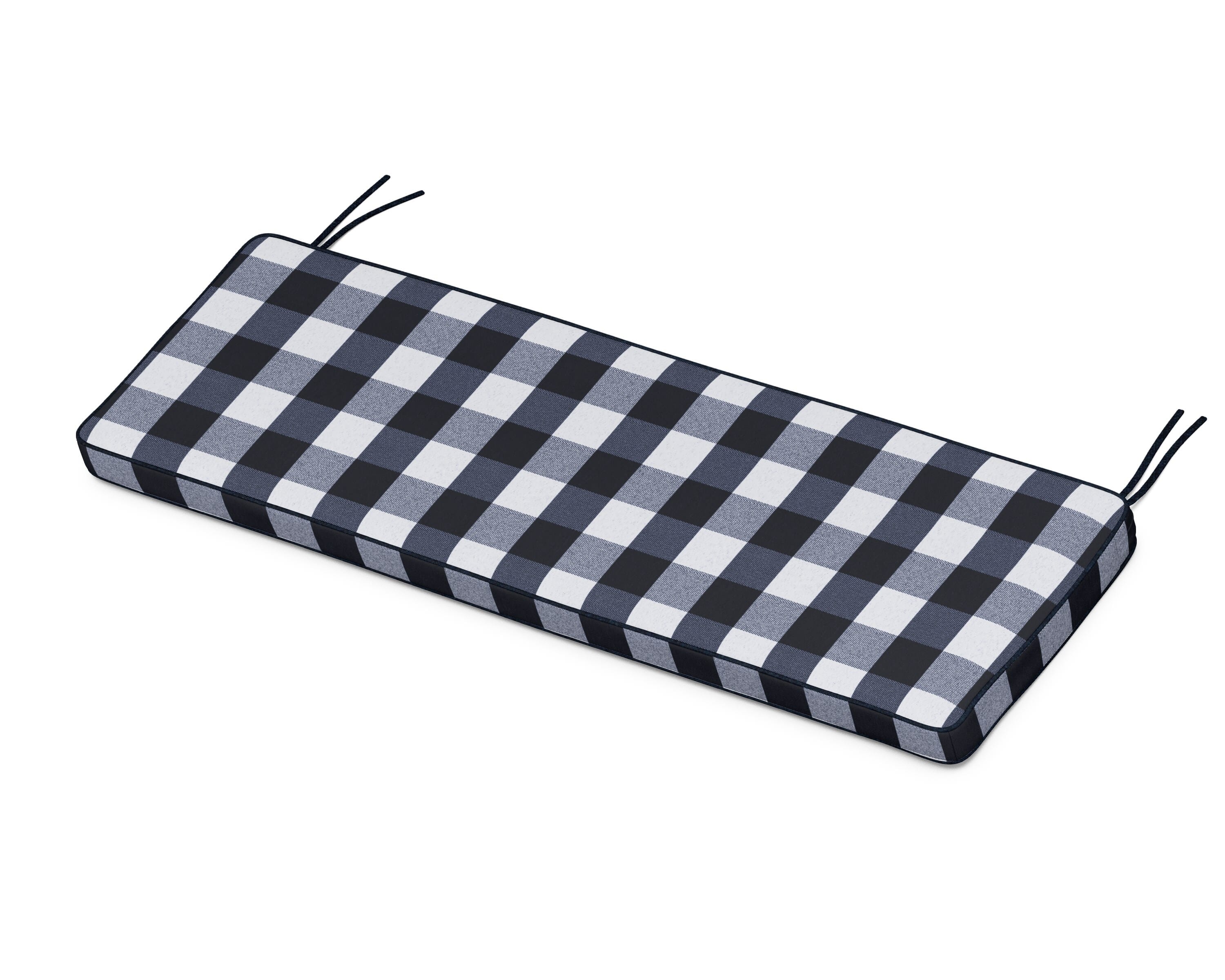 Martha Stewart by POLYWOOD® Chinoiserie Bench Seat Cushion in Buffalo Plaid Marine Indigo
