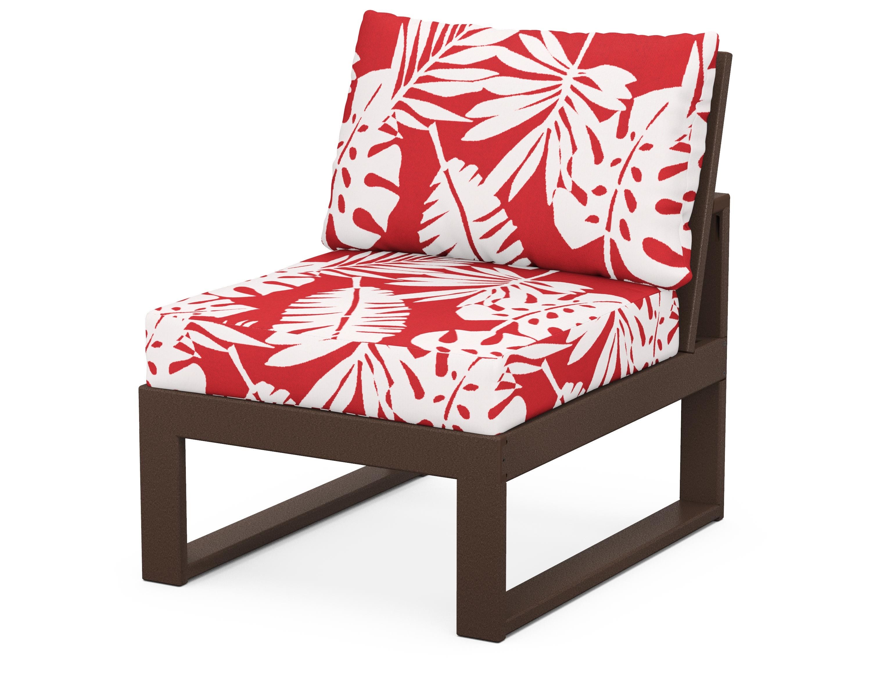 Unbranded Modular Armless Chair in Mahogany / Leaf Crimson