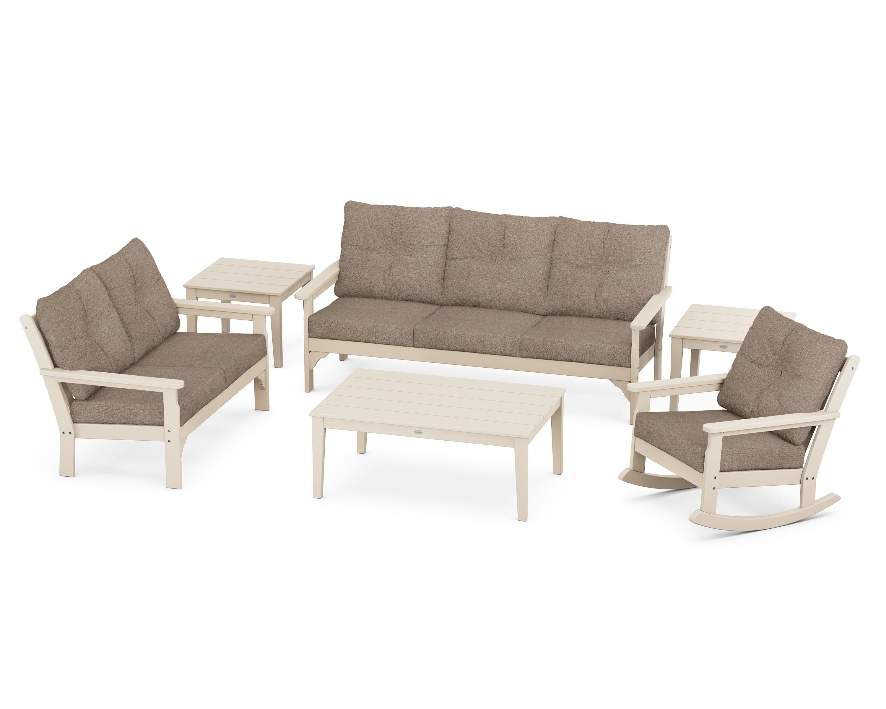 POLYWOOD® Vineyard 6-Piece Deep Seating Set in Sand / Spiced Burlap