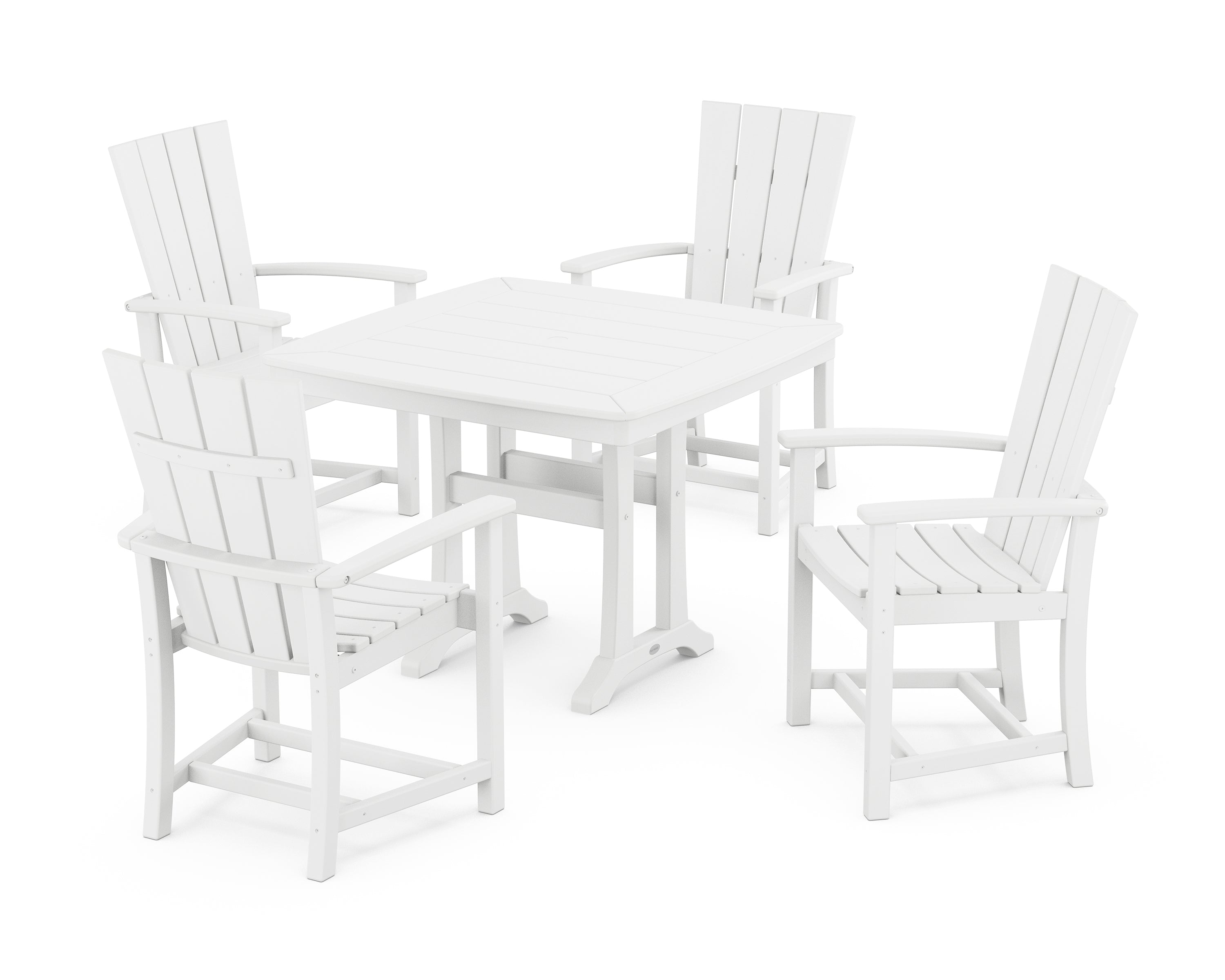 POLYWOOD® Quattro 5-Piece Dining Set with Trestle Legs in White