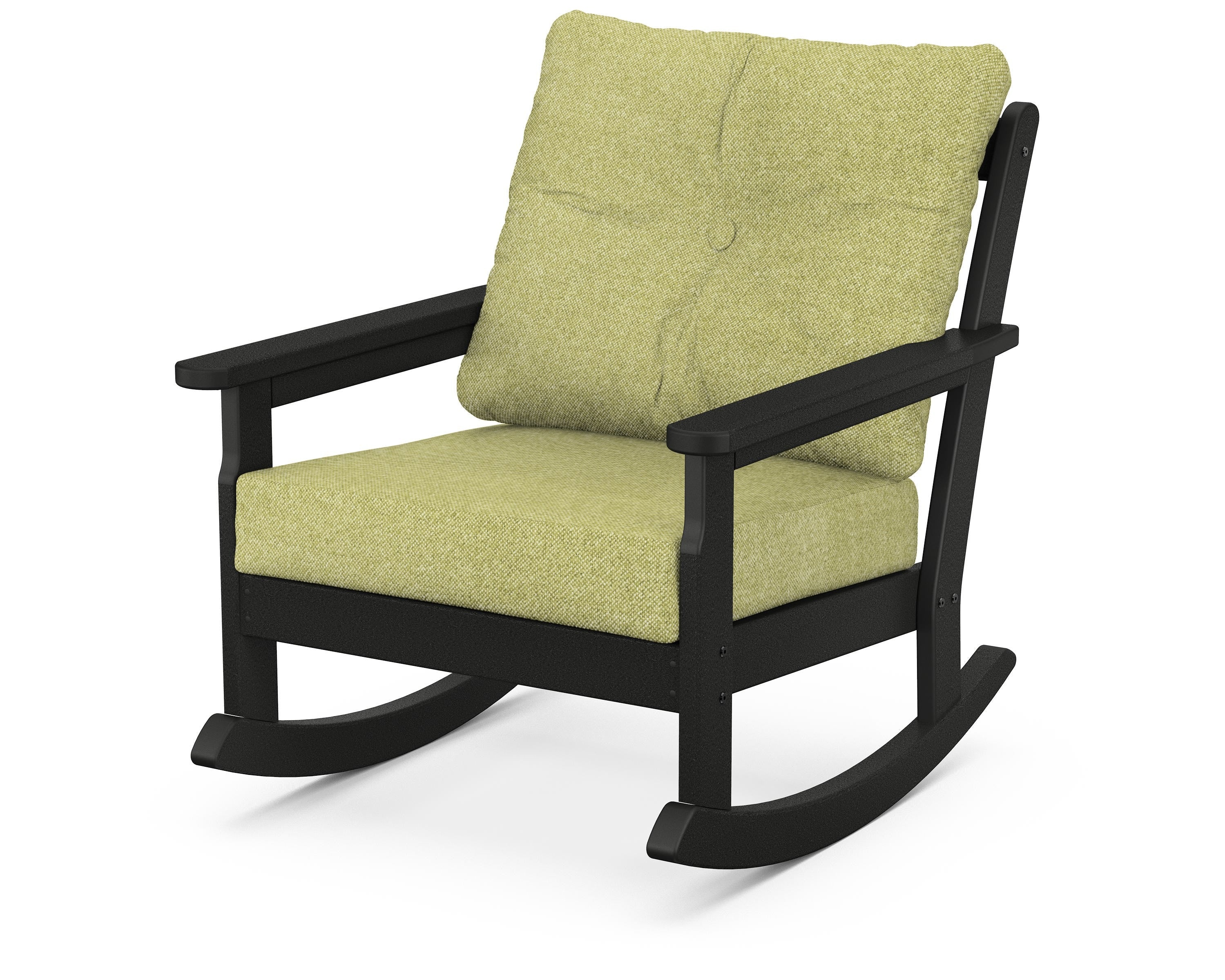 POLYWOOD® Vineyard Deep Seating Rocking Chair in Black / Chartreuse Boucle