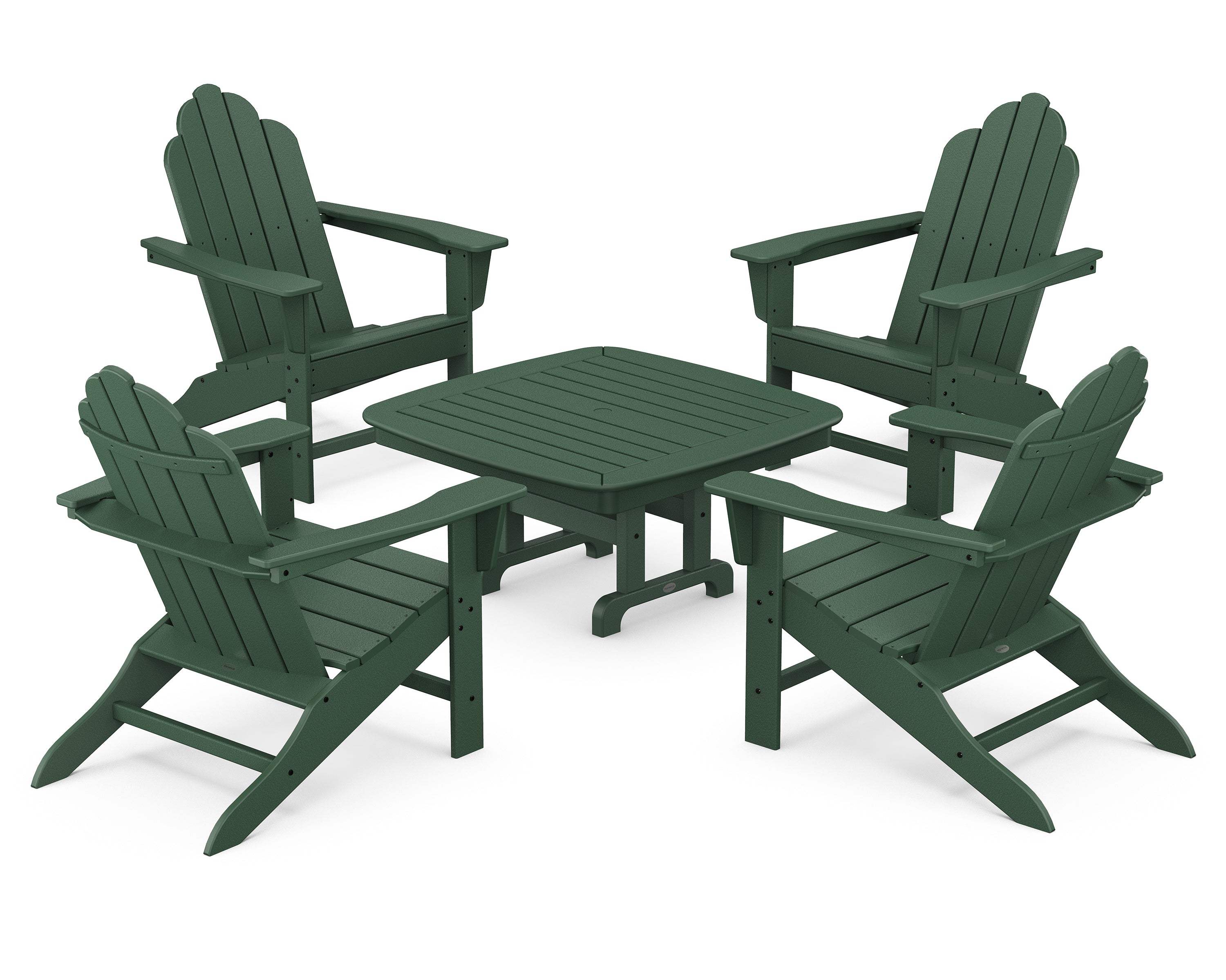 POLYWOOD® Long Island Adirondack 5-Piece Conversation Group in Green