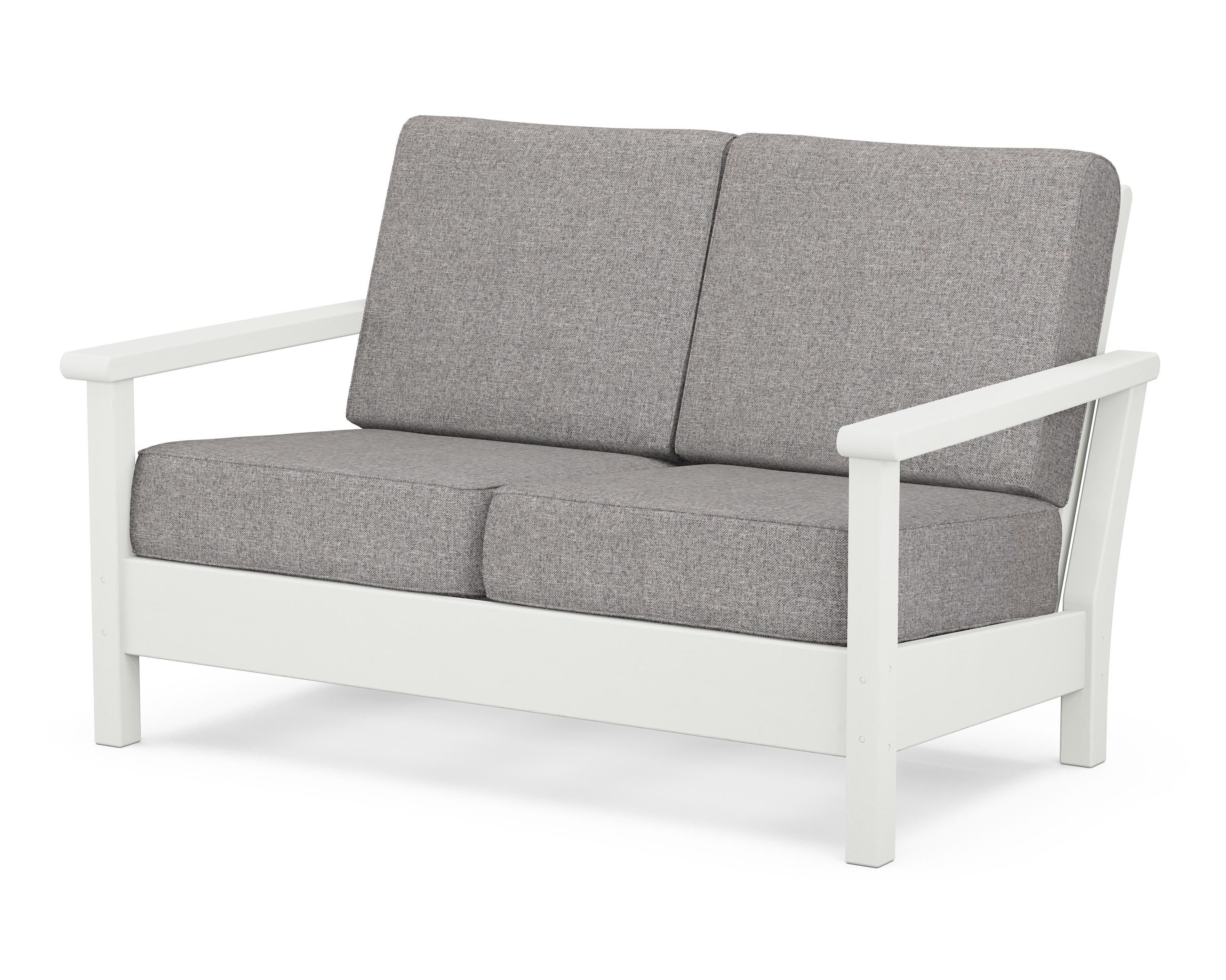 POLYWOOD® Harbour Deep Seating Loveseat in Vintage White / Grey Mist