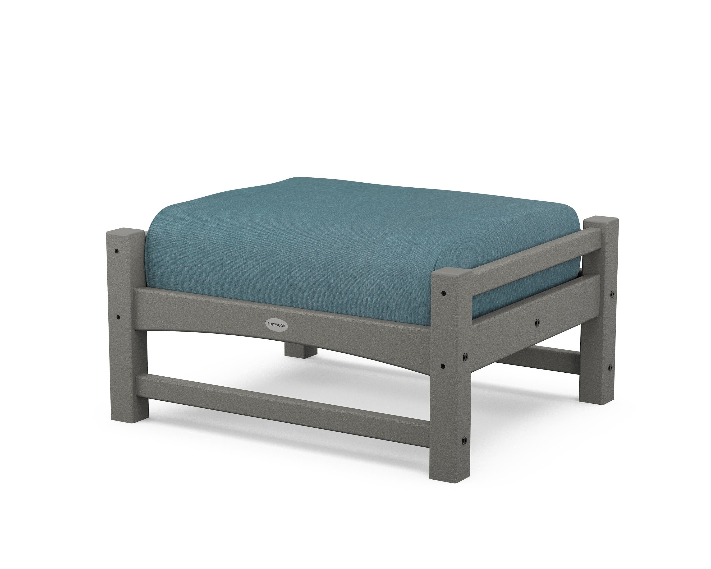 POLYWOOD® Club Ottoman in Slate Grey / Ocean Teal