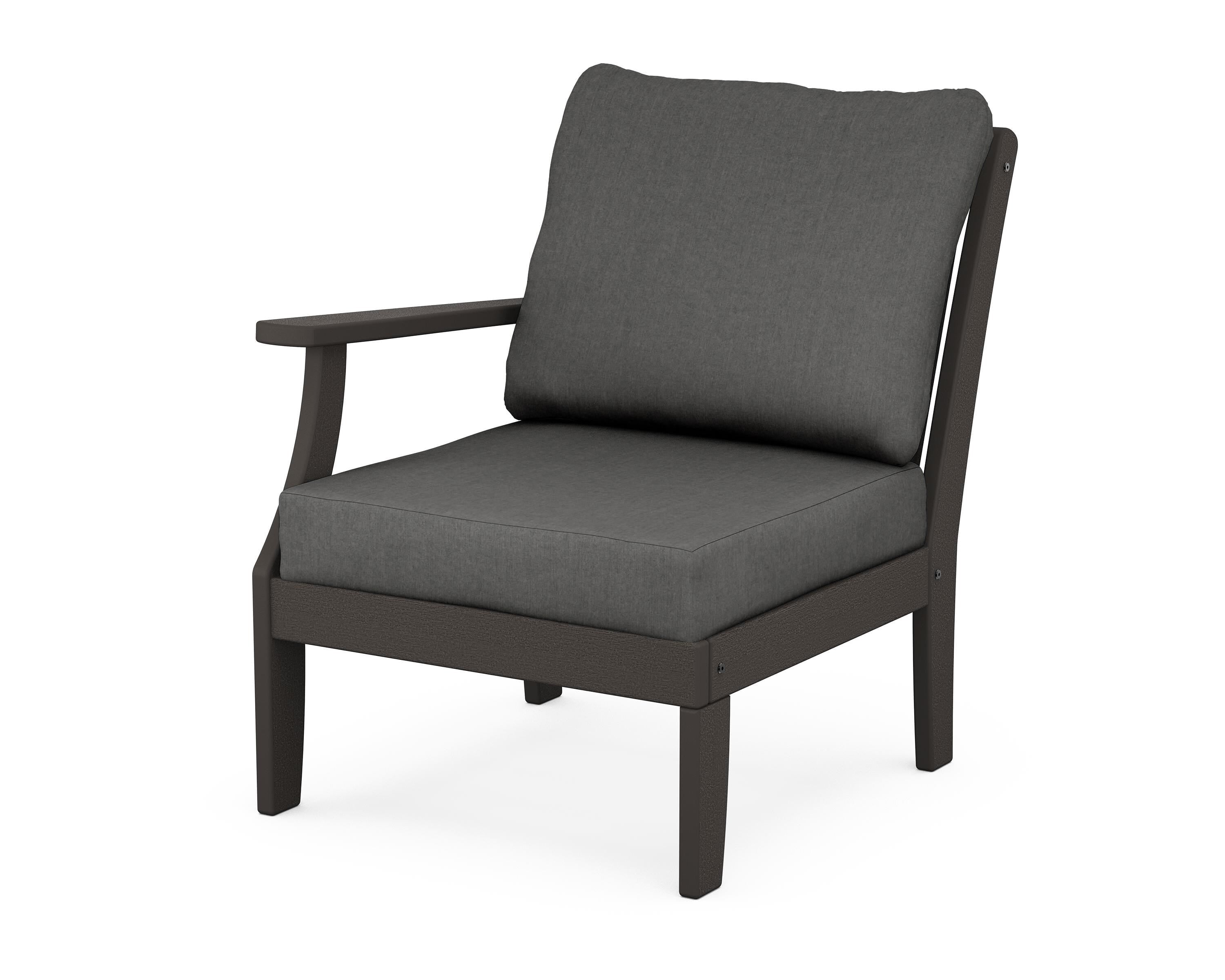 POLYWOOD® Braxton Modular Left Arm Chair in Vintage Coffee / Spectrum Carbon