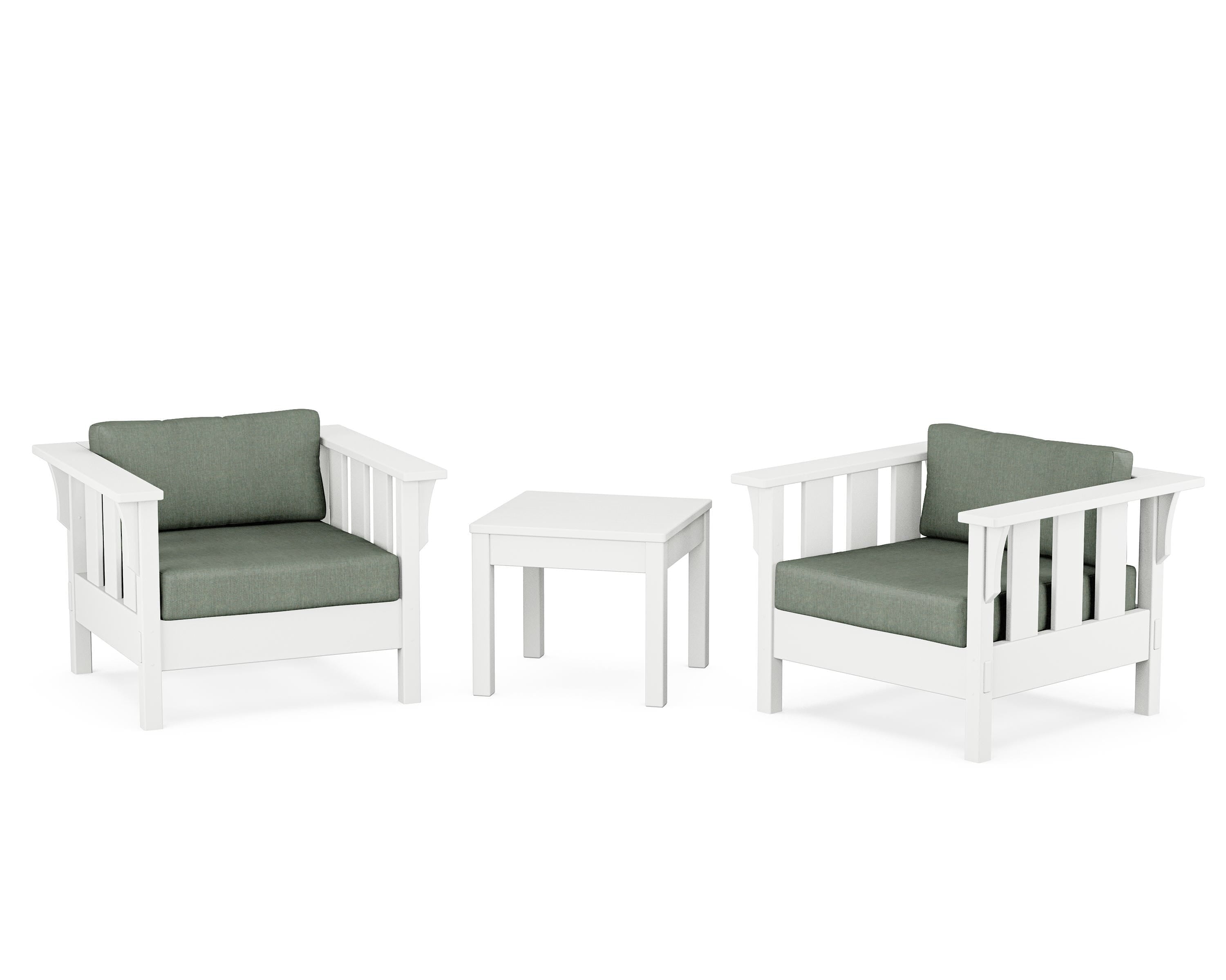 Martha Stewart by POLYWOOD® Acadia 3-Piece Deep Seating Set in White / Cast Sage