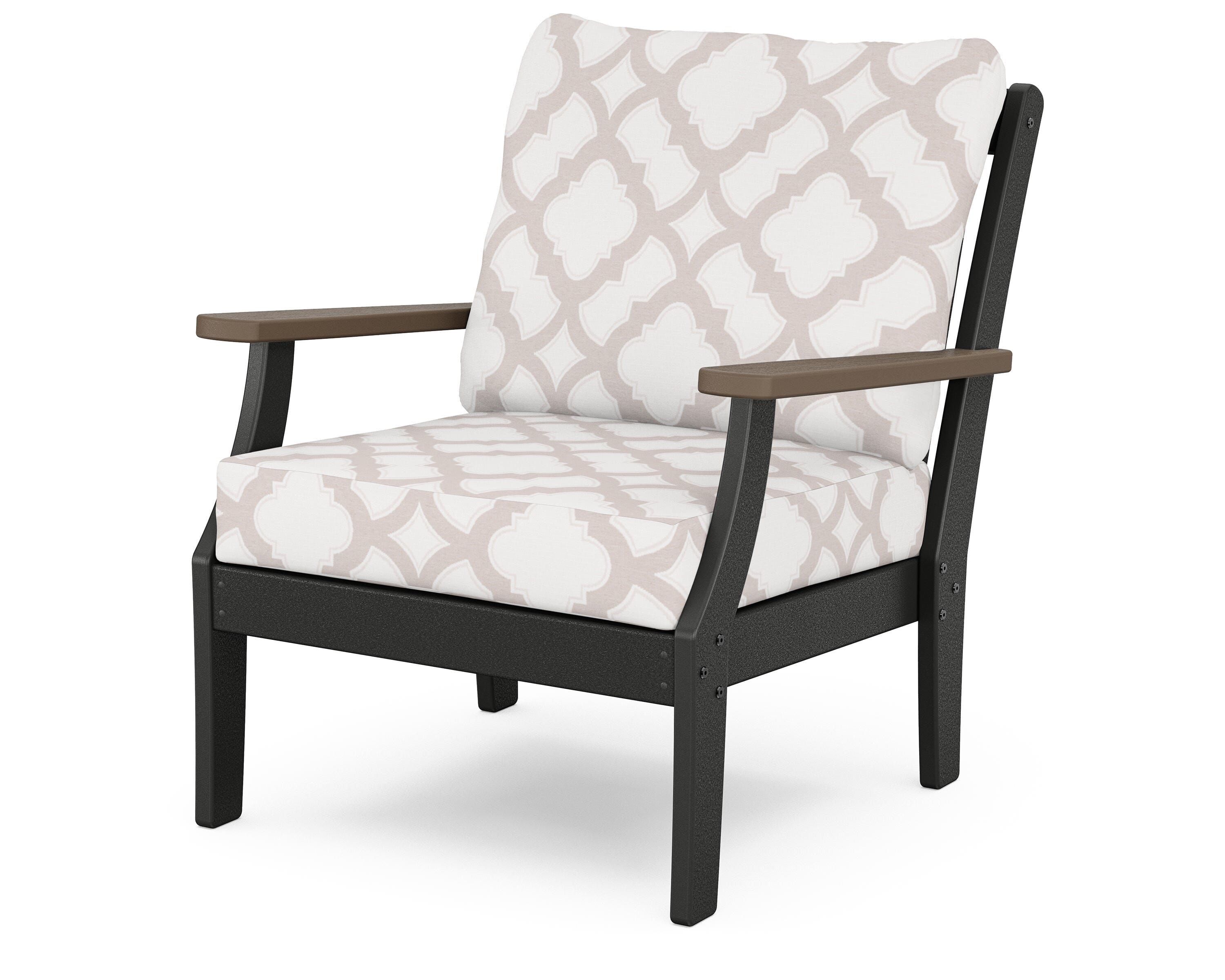 POLYWOOD® Braxton Deep Seating Chair in Black / Kona / Trellis Dune Burlap