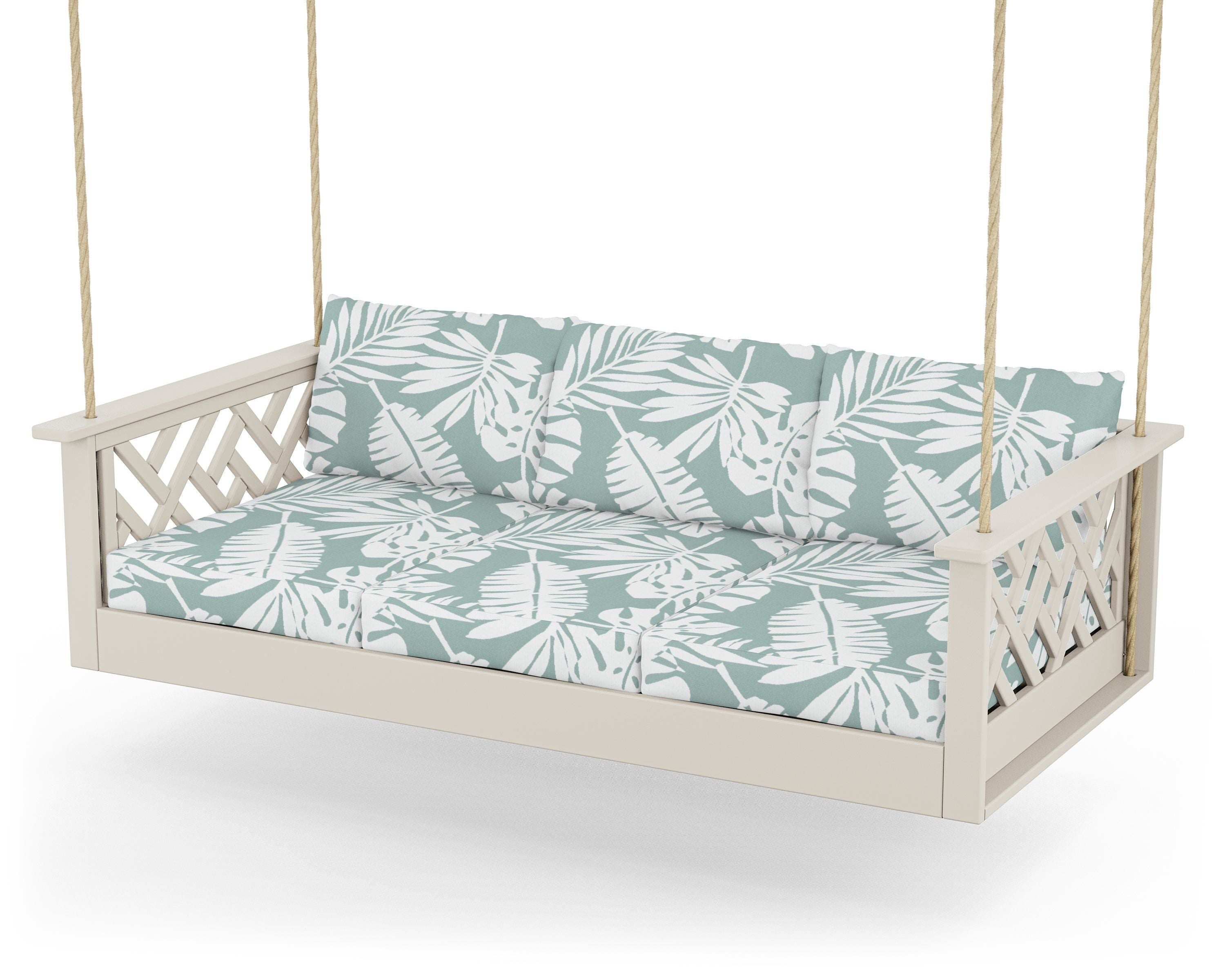 POLYWOOD® Chippendale Daybed Swing in Sand / Leaf Glacier Spa
