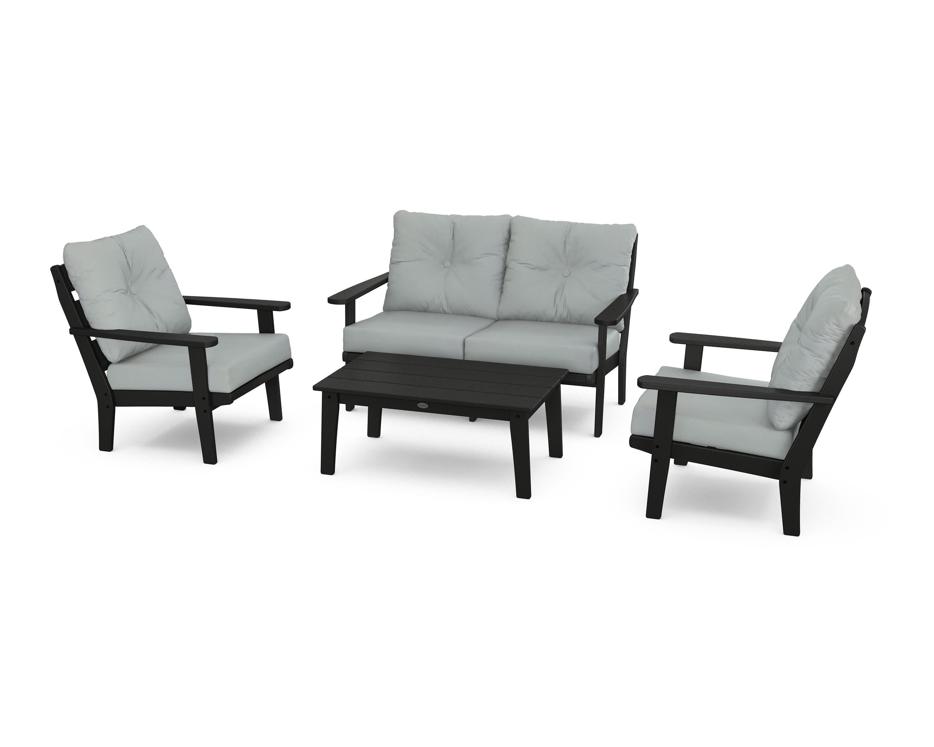 POLYWOOD® Lakeside 4-Piece Deep Seating Set in Black / Spa