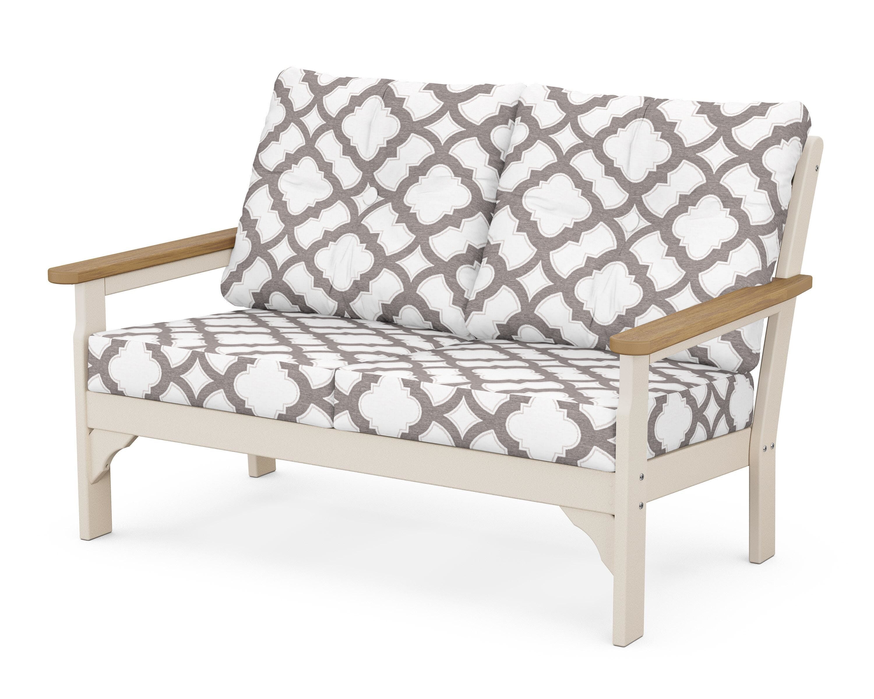 POLYWOOD® Vineyard Deep Seating Loveseat in Sand / Natural / Trellis Grey Mist