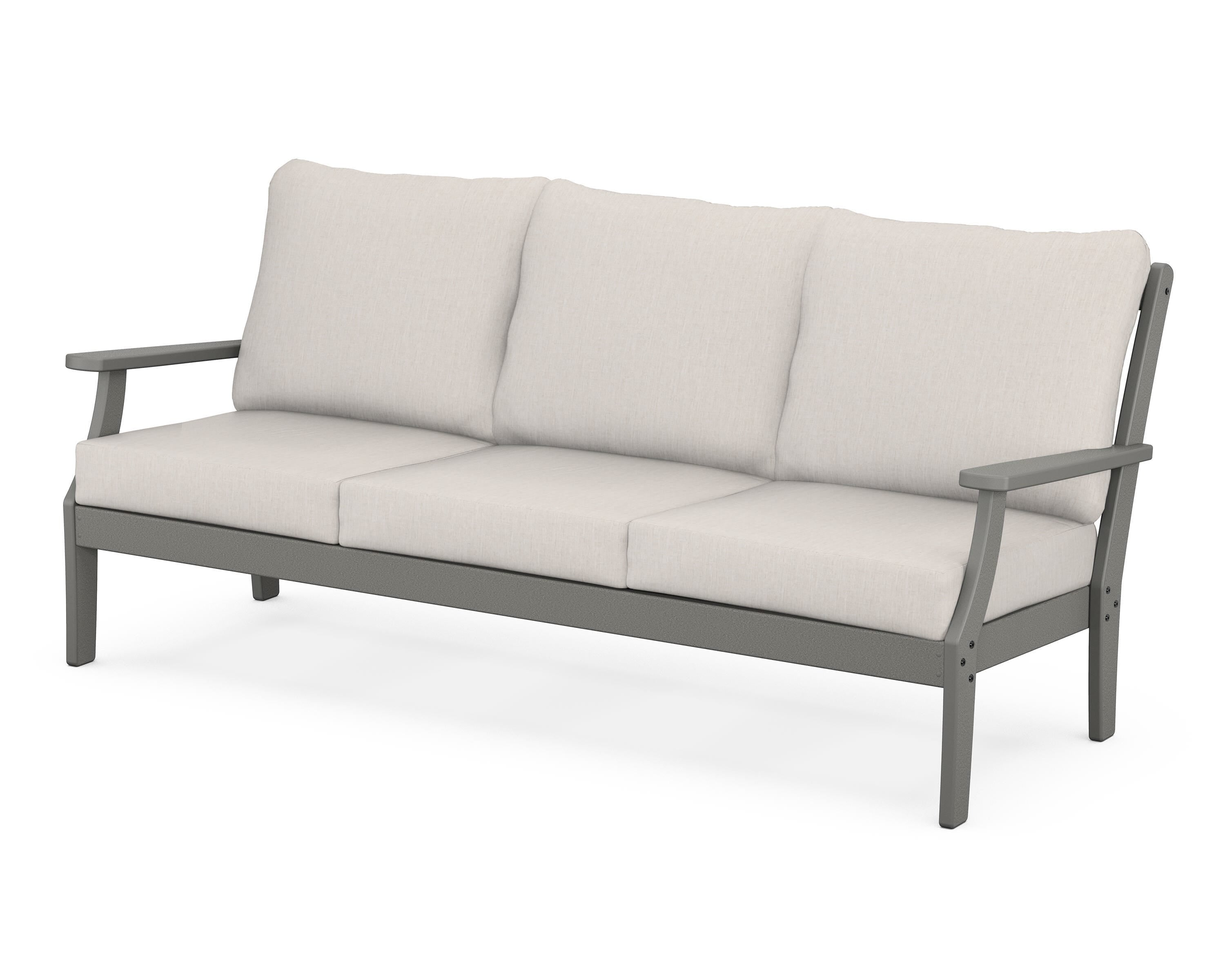 POLYWOOD® Braxton Deep Seating Sofa in Slate Grey / Cast Ash