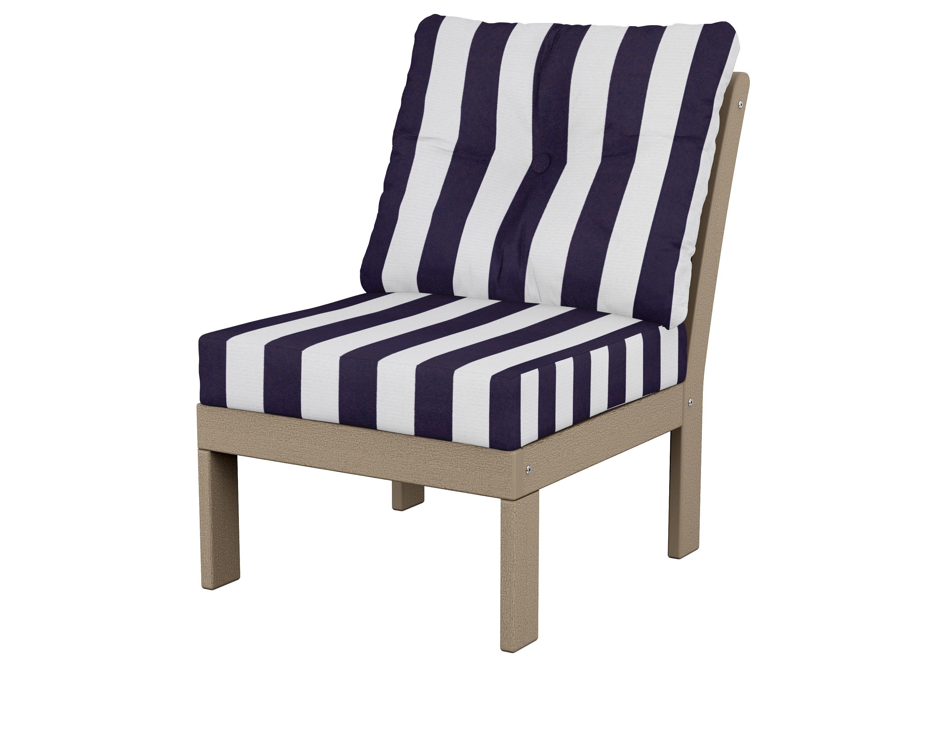 POLYWOOD® Vineyard Modular Armless Chair in Vintage Sahara / Cabana Stripe Navy
