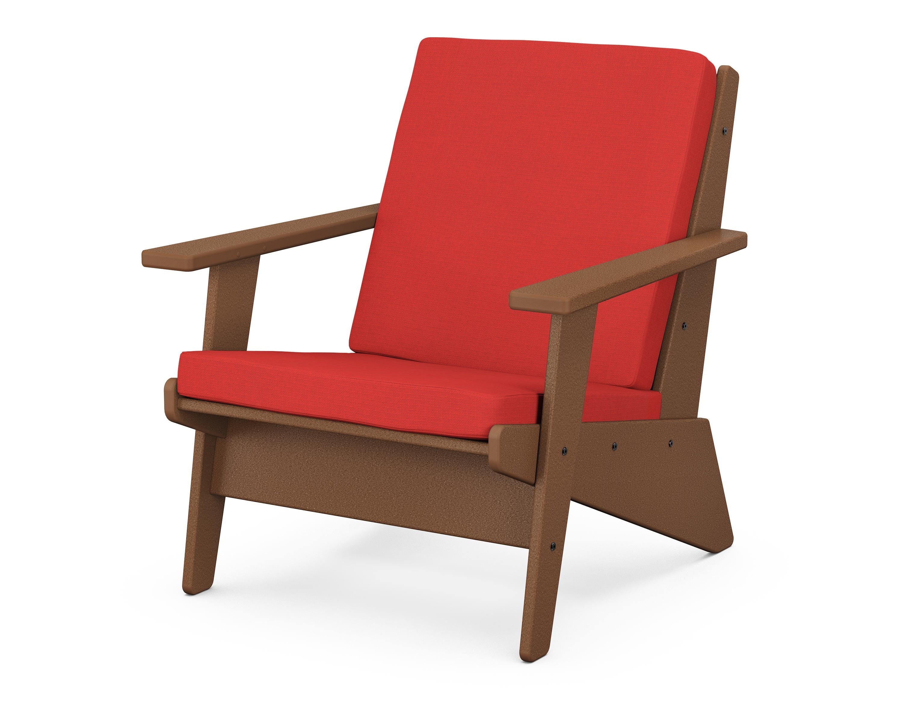 POLYWOOD® Riviera Modern Lounge Chair in Teak / Crimson Linen