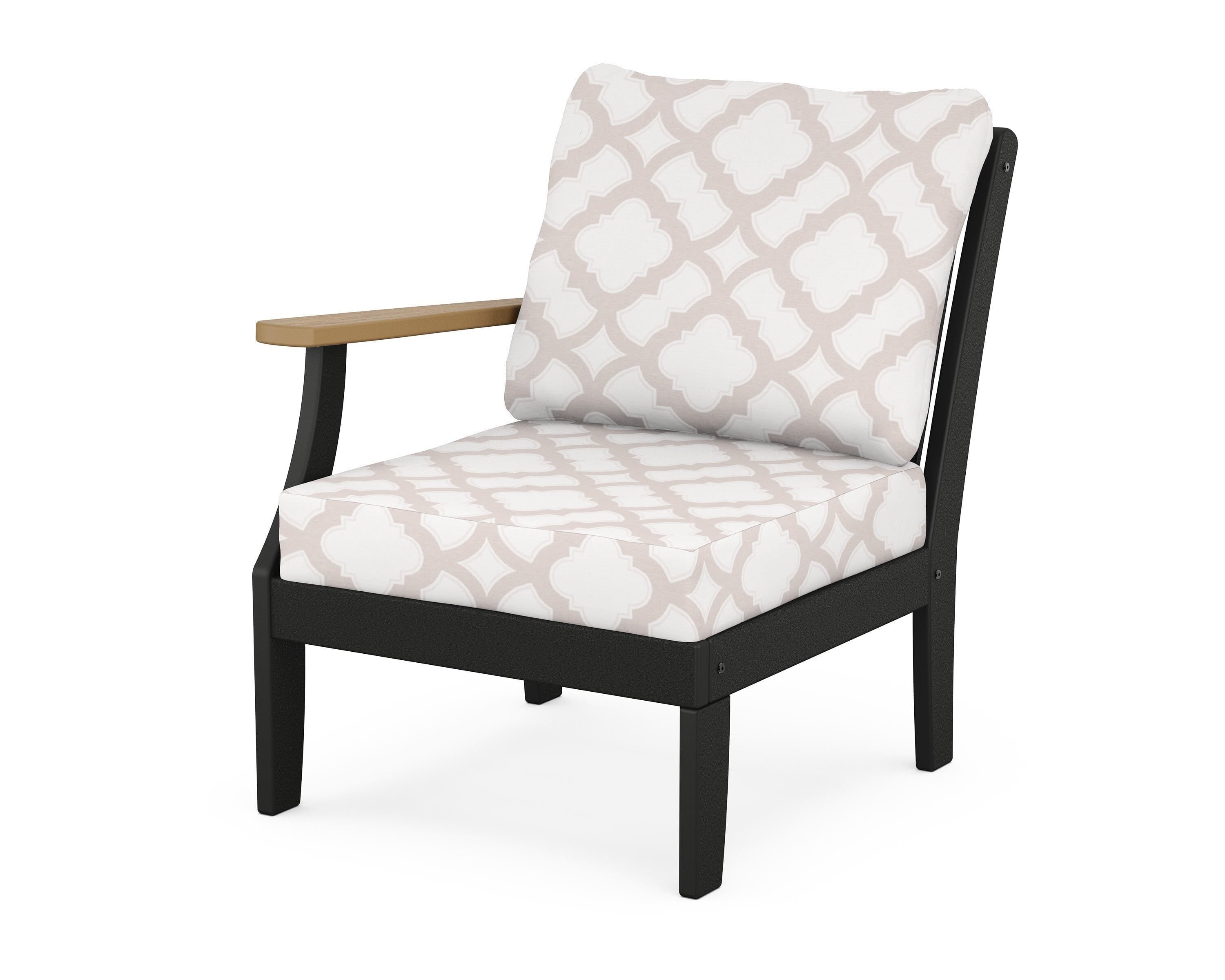 POLYWOOD® Braxton Modular Left Arm Chair in Black / Natural / Trellis Dune Burlap