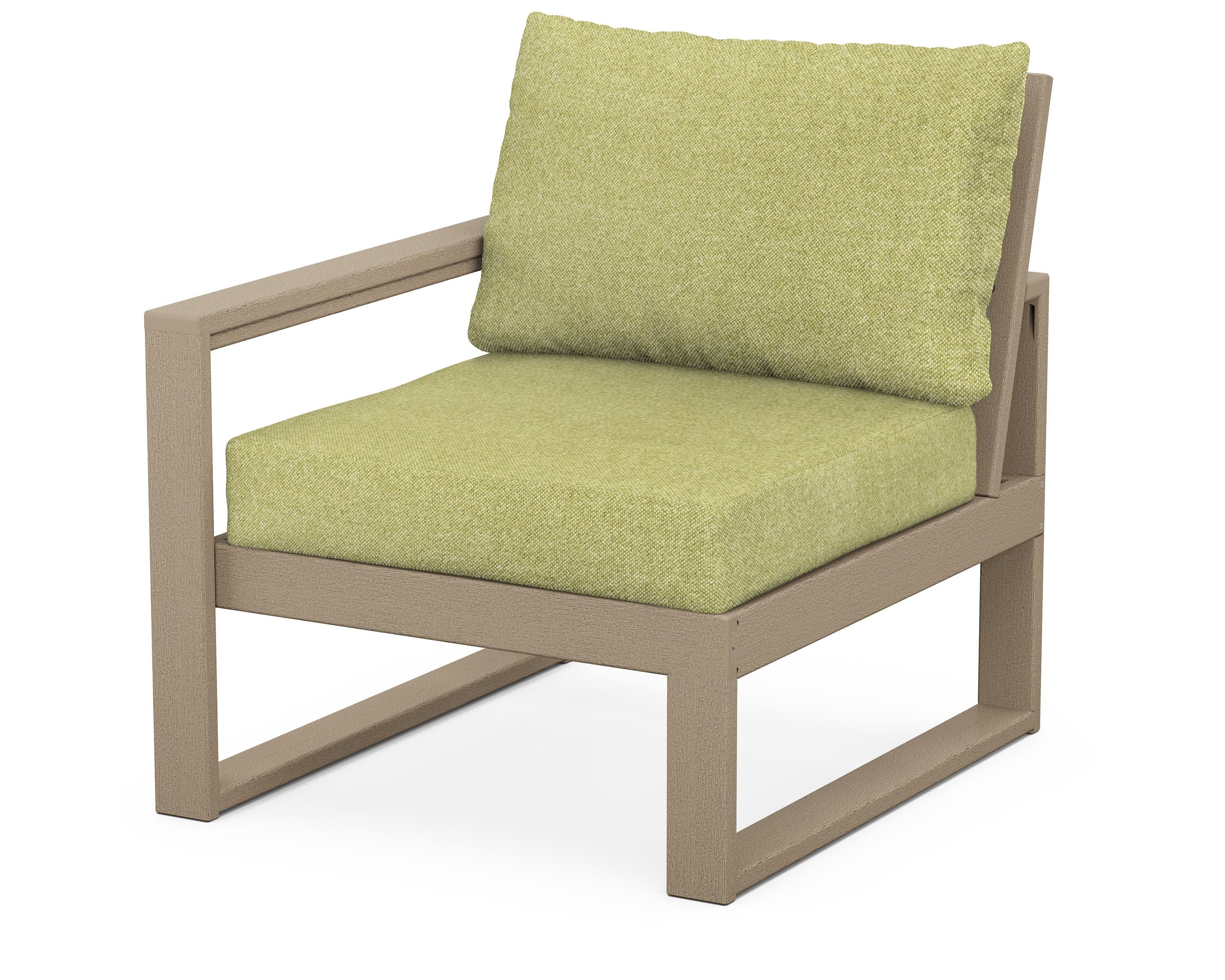 POLYWOOD® EDGE Modular Left Arm Chair in Vintage Sahara / Chartreuse Boucle