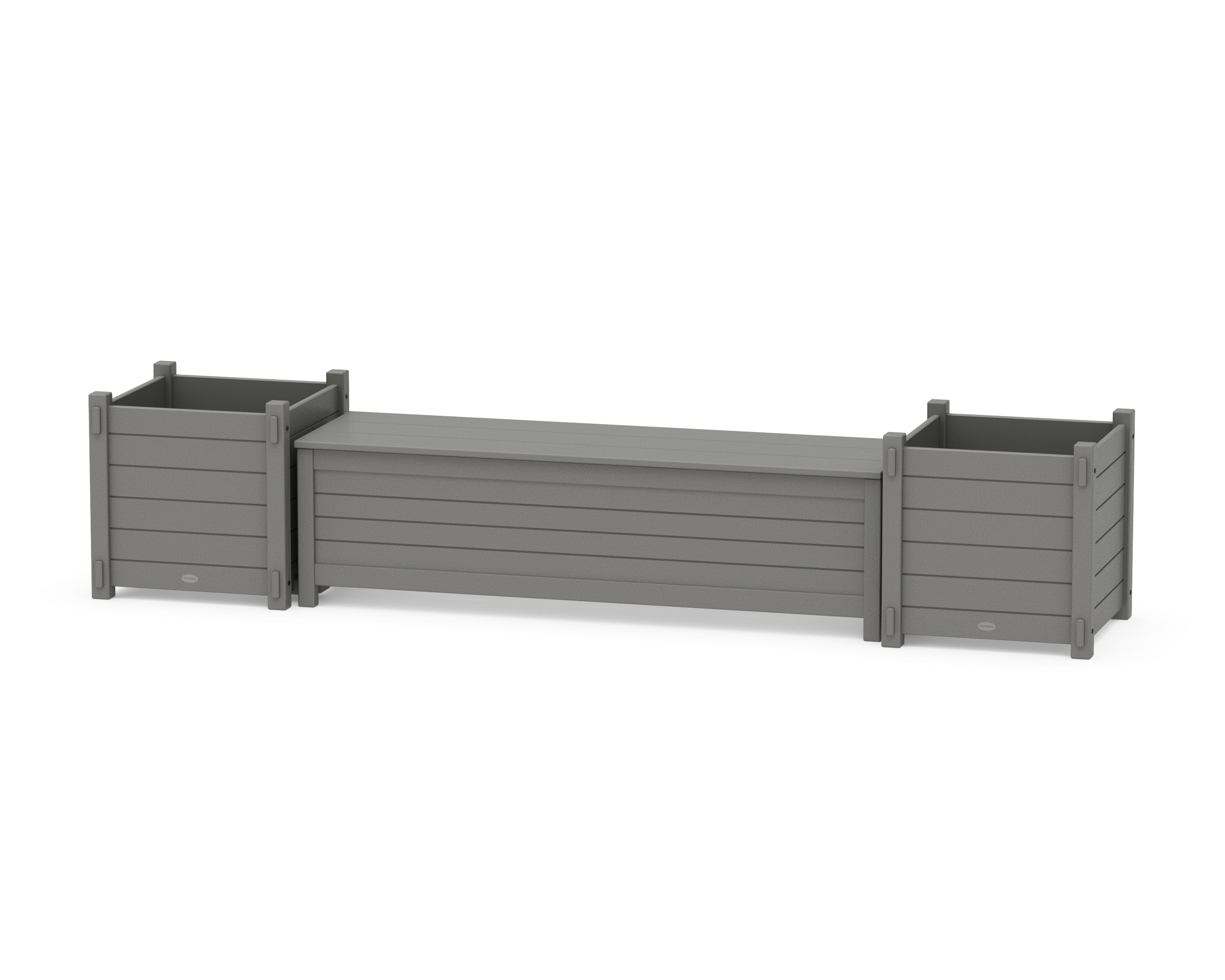 POLYWOOD® 60" Nautical Straight Planter Storage Bench Set- Large in Slate Grey