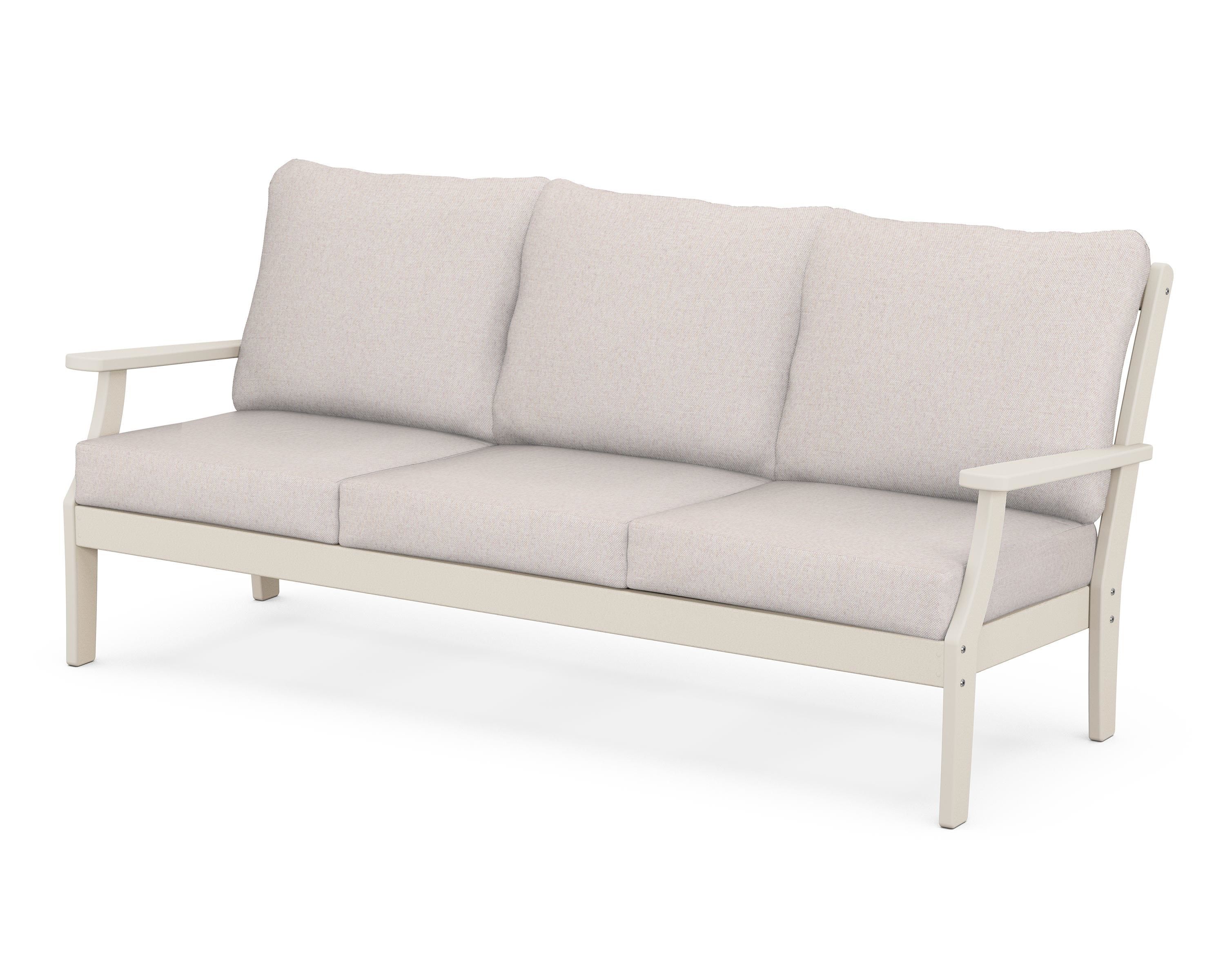 POLYWOOD® Braxton Deep Seating Sofa in Sand / Dune Burlap