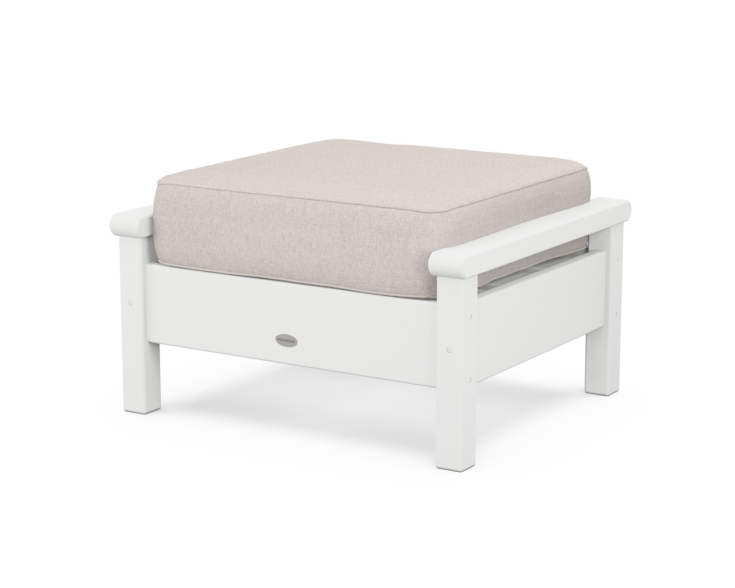 POLYWOOD® Harbour Deep Seating Ottoman in White / Dune Burlap