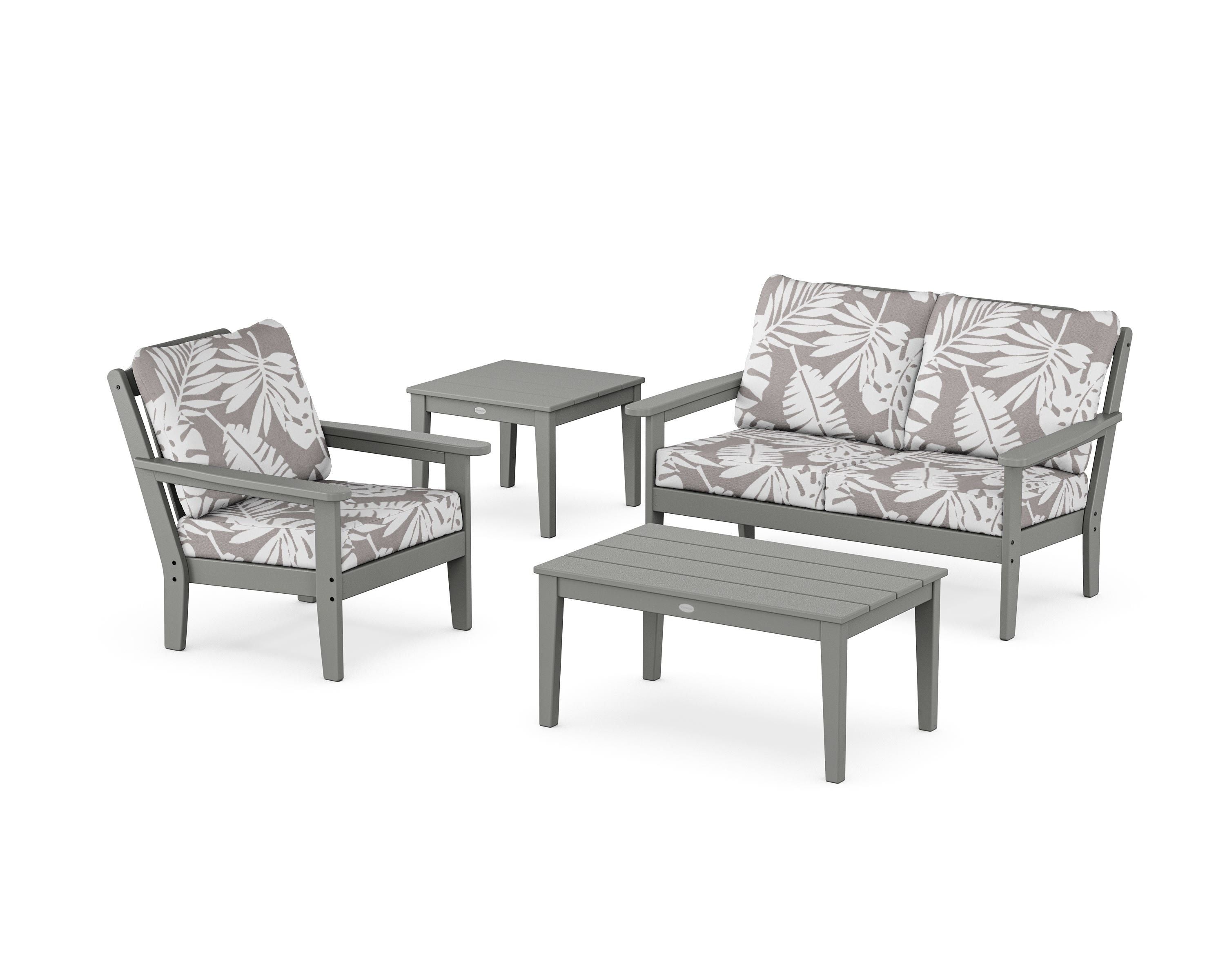 Country Living Wovendale 4-Piece Deep Seating Set in Slate Grey / Leaf Grey Mist