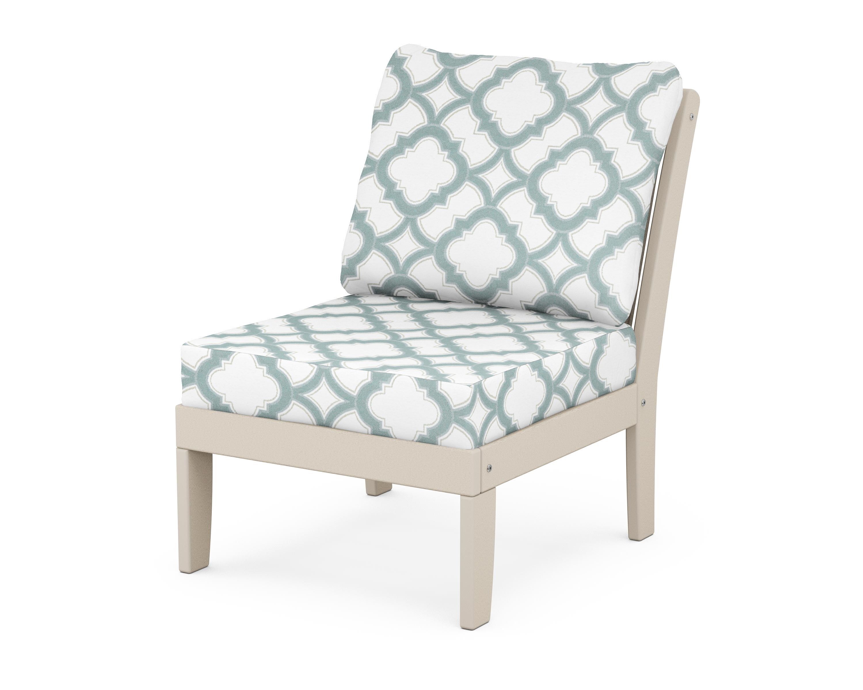 POLYWOOD® Braxton Modular Armless Chair in Sand / Trellis Glacier Spa