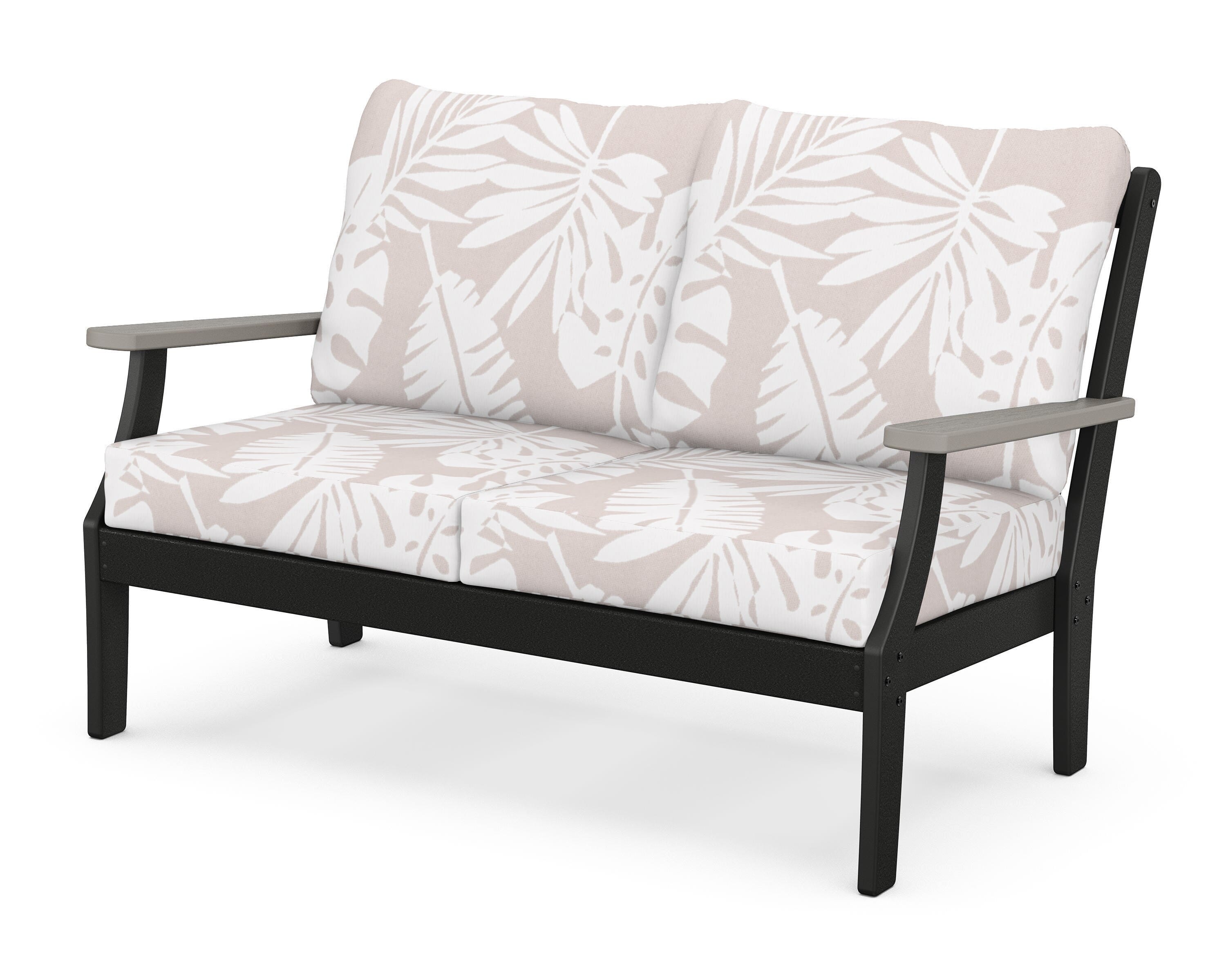 POLYWOOD® Braxton Deep Seating Loveseat in Black / Driftwood / Leaf Dune Burlap