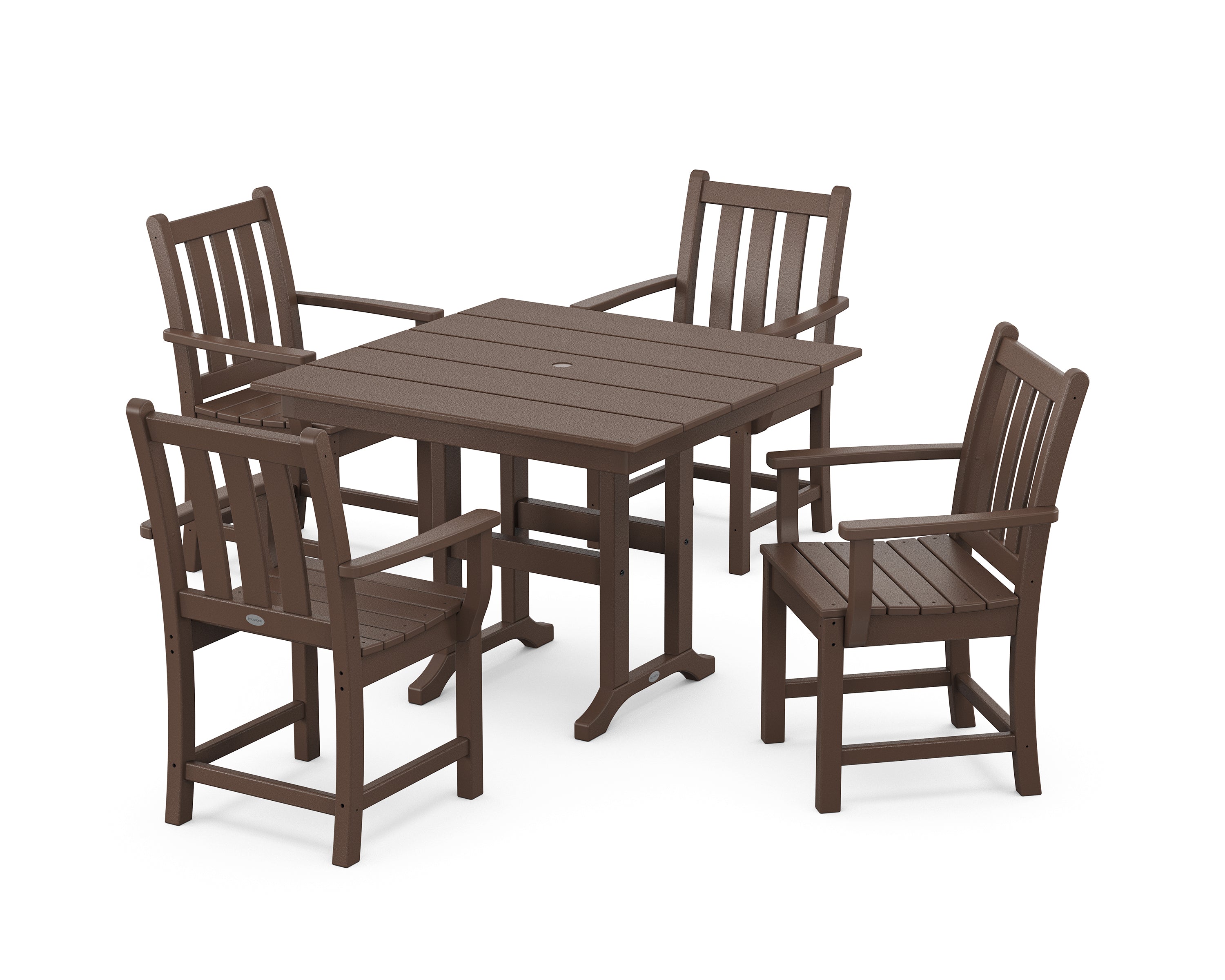 POLYWOOD® Traditional Garden 5-Piece Farmhouse Dining Set in Mahogany
