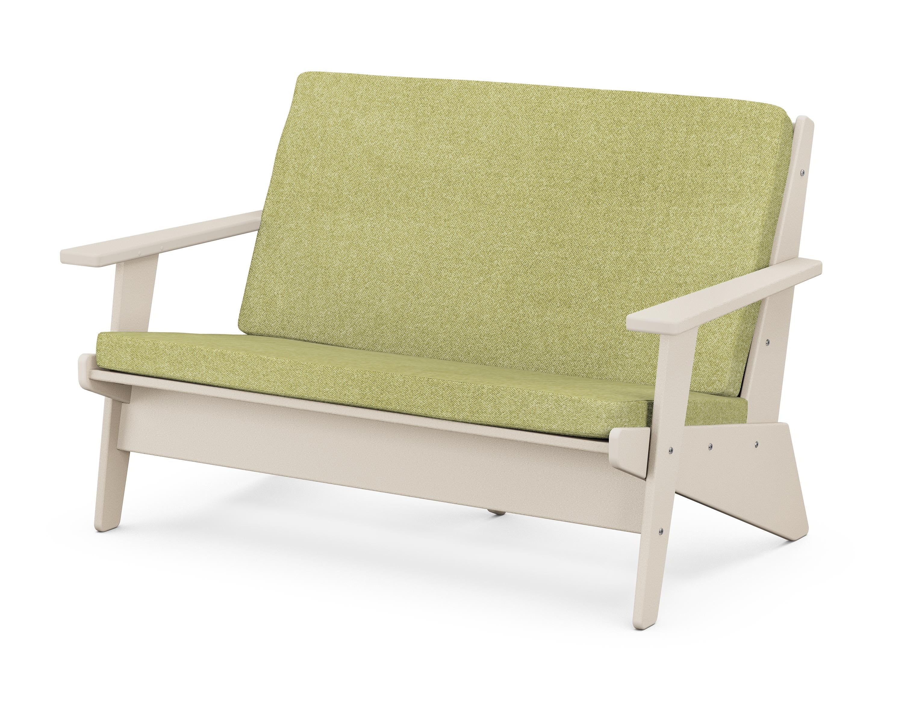 POLYWOOD® Riviera Modern Lounge Loveseat in Sand / Chartreuse Boucle