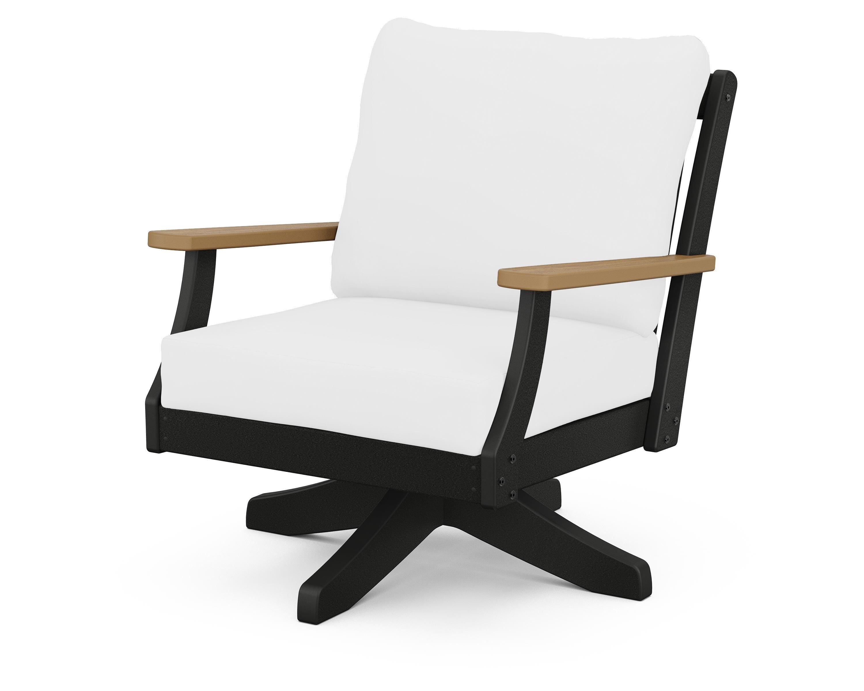 POLYWOOD® Braxton Deep Seating Swivel Chair in Black / Natural / Natural
