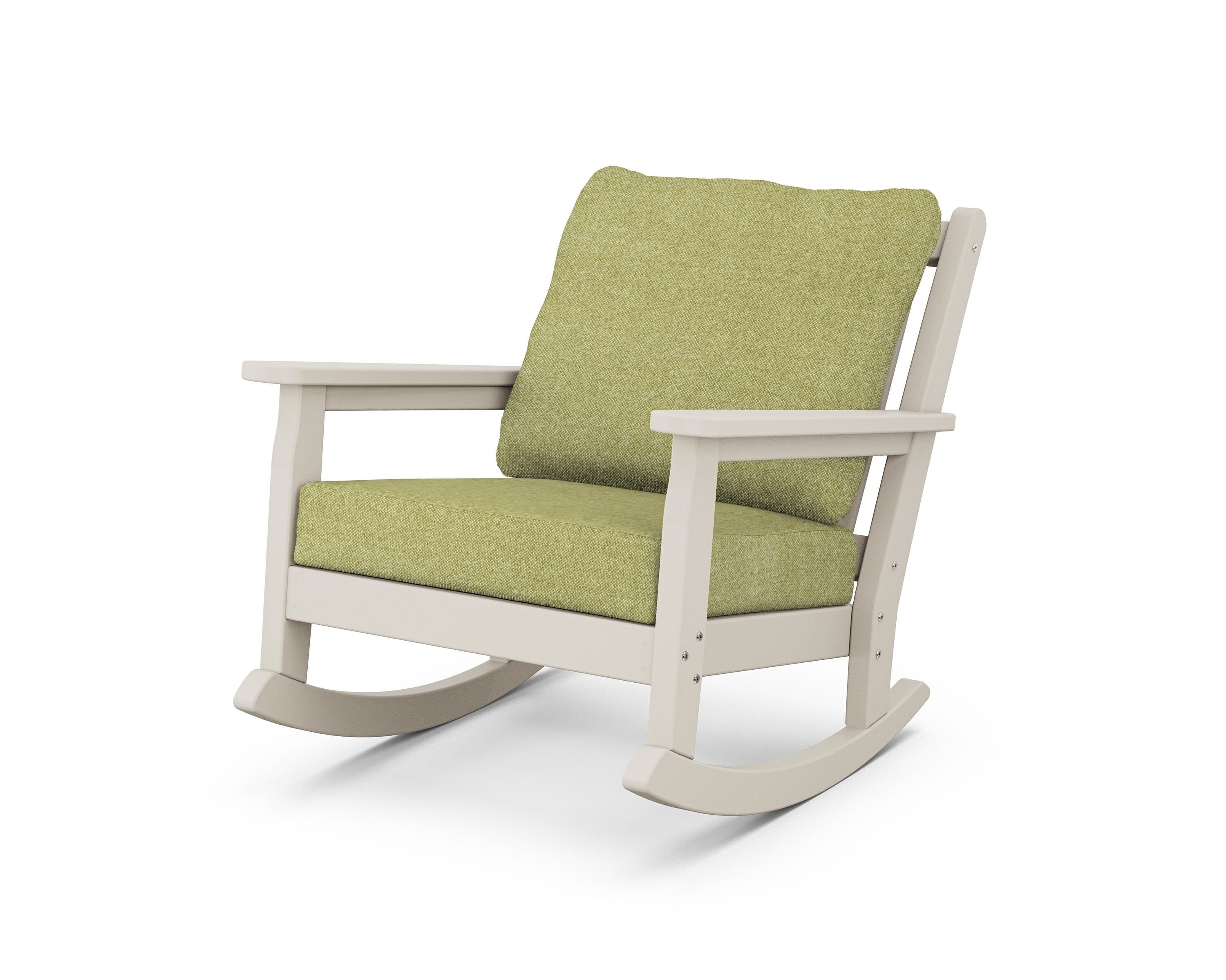 POLYWOOD® Chippendale Deep Seating Rocking Chair in Sand / Chartreuse Boucle
