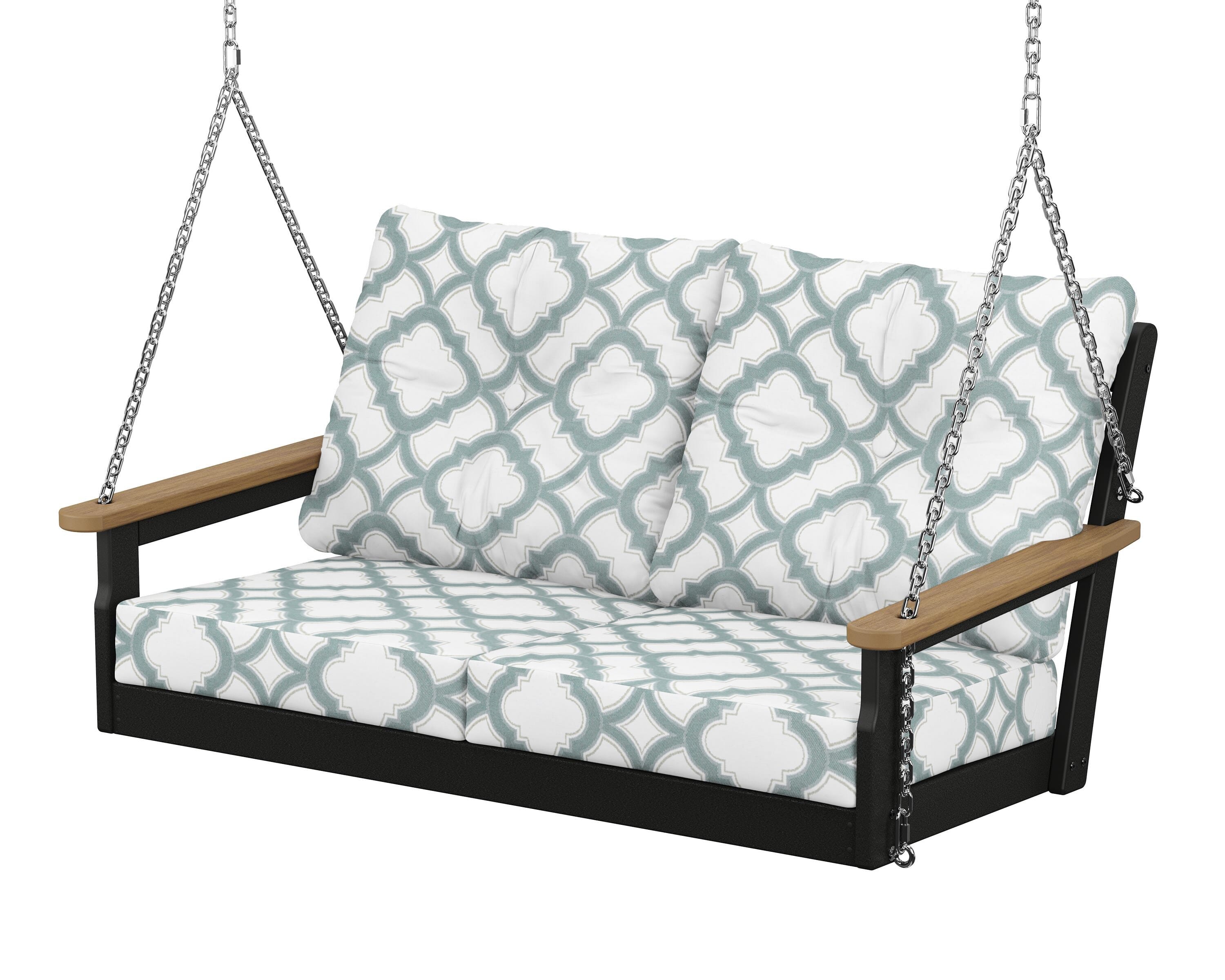 POLYWOOD® Vineyard Deep Seating Swing in Black / Natural / Trellis Glacier Spa