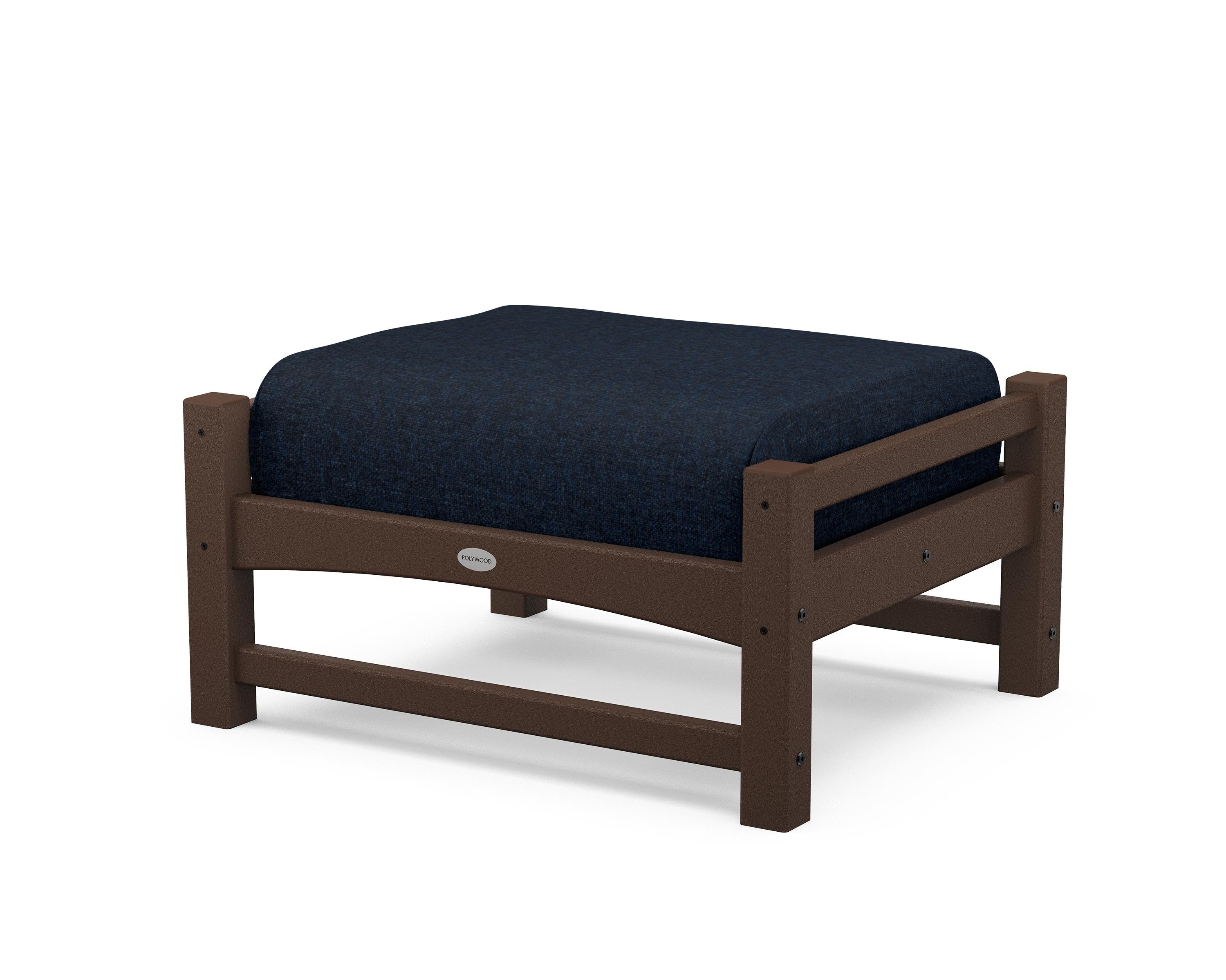 POLYWOOD® Club Ottoman in Mahogany / Marine Indigo