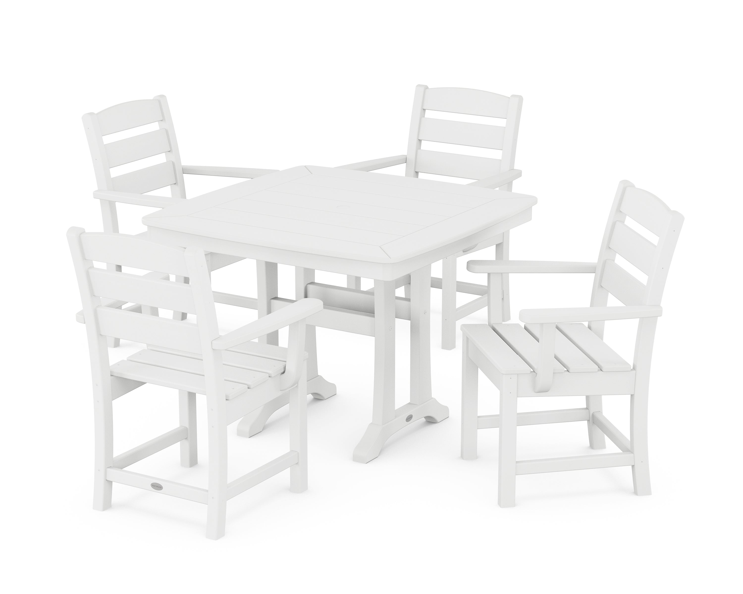 POLYWOOD® Lakeside 5-Piece Dining Set with Trestle Legs in White
