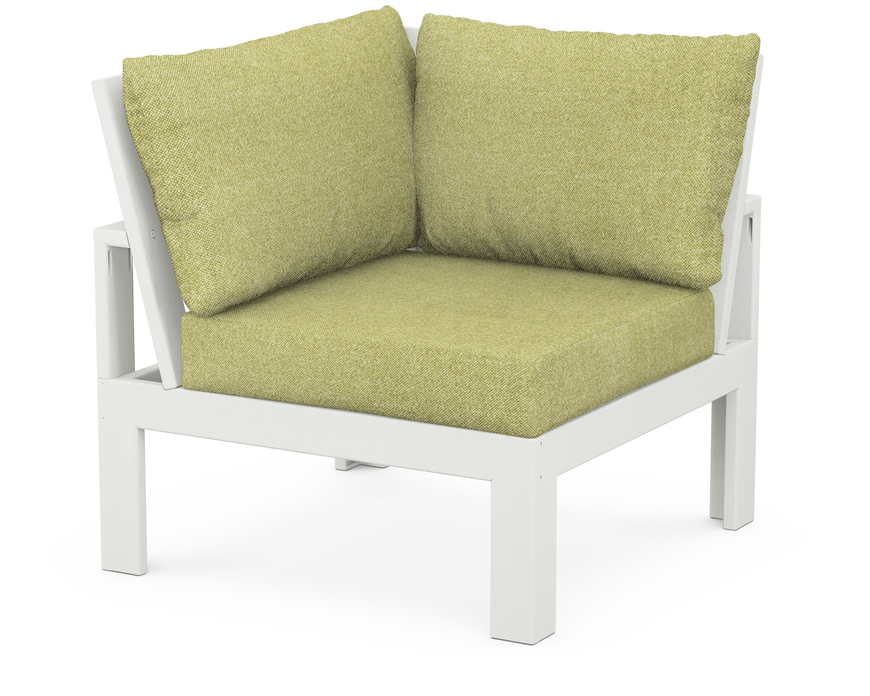 Unbranded Modular Corner Chair in Vintage White / Chartreuse Boucle
