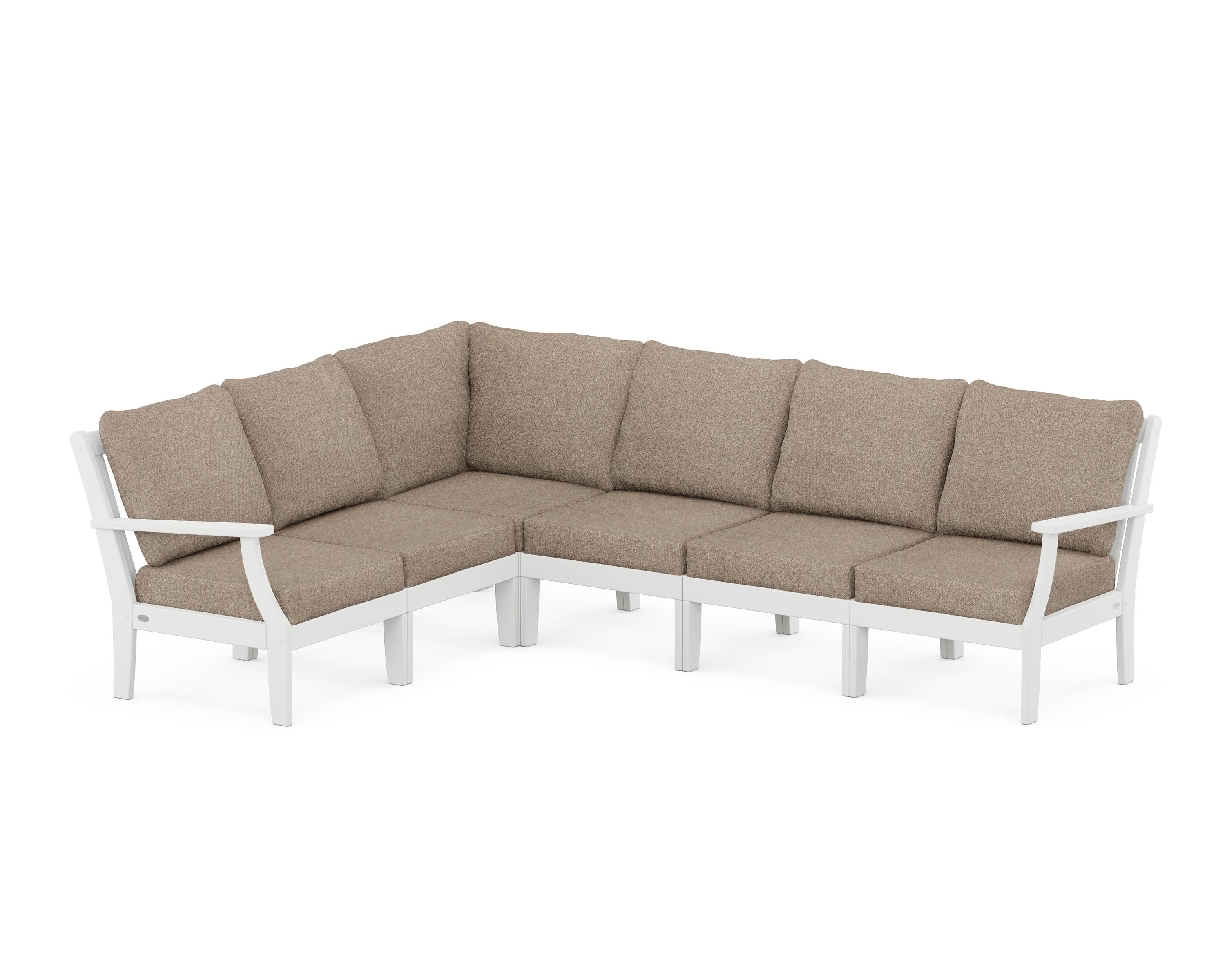 POLYWOOD® Braxton Modular 6-Piece Deep Seating Set in White / Spiced Burlap