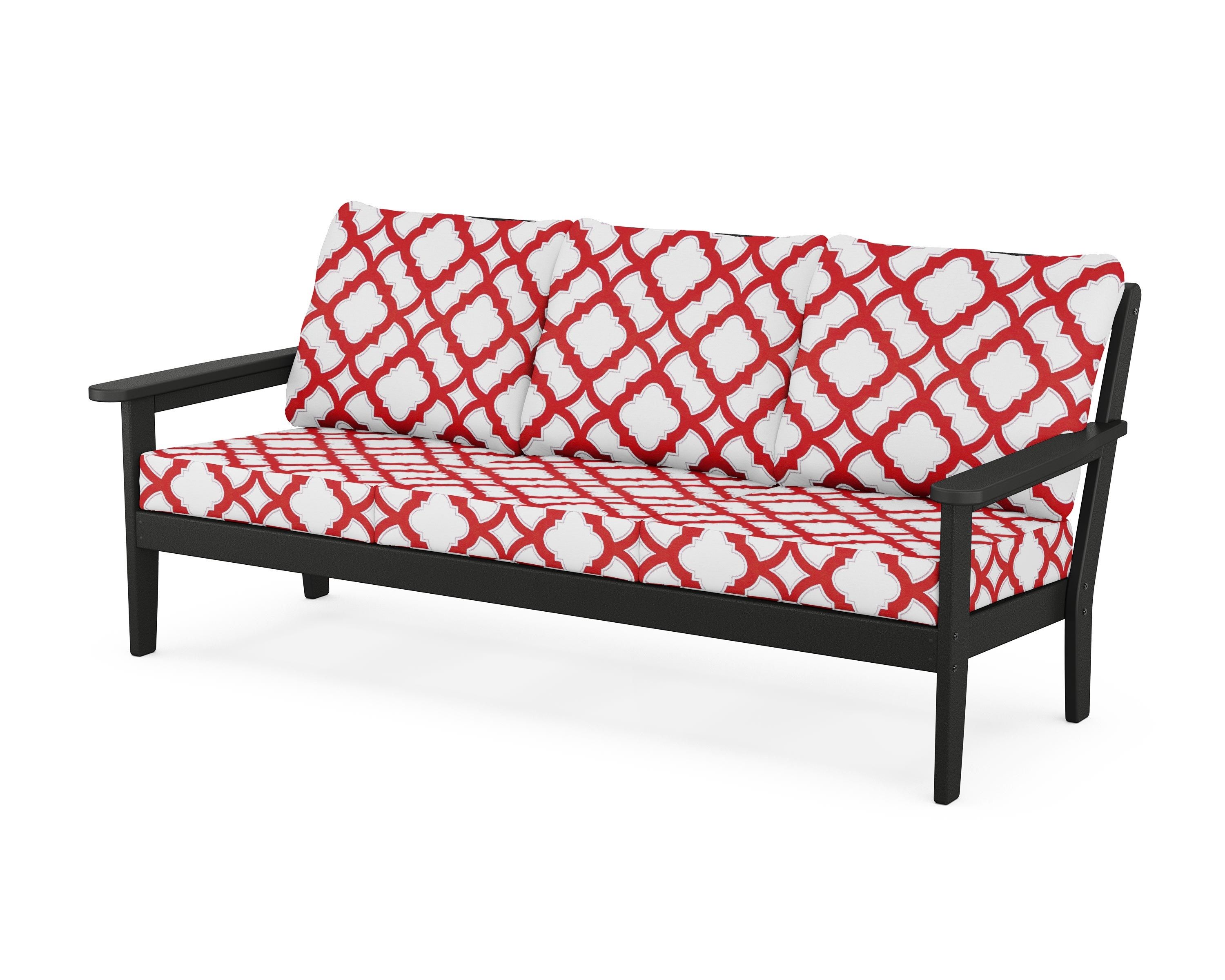 Country Living Cottage Deep Seating Sofa in Black / Trellis Crimson