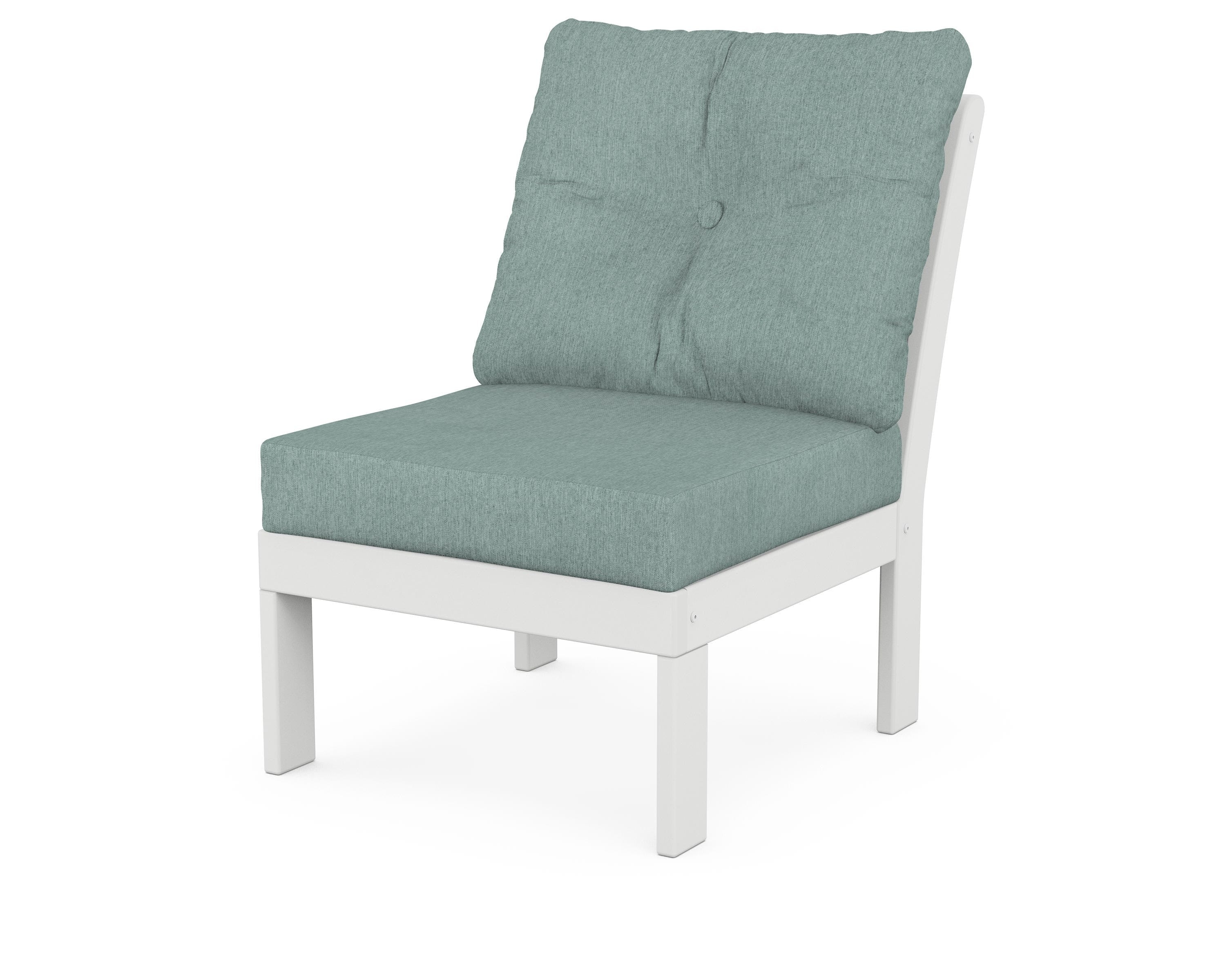 POLYWOOD® Vineyard Modular Armless Chair in White / Glacier Spa