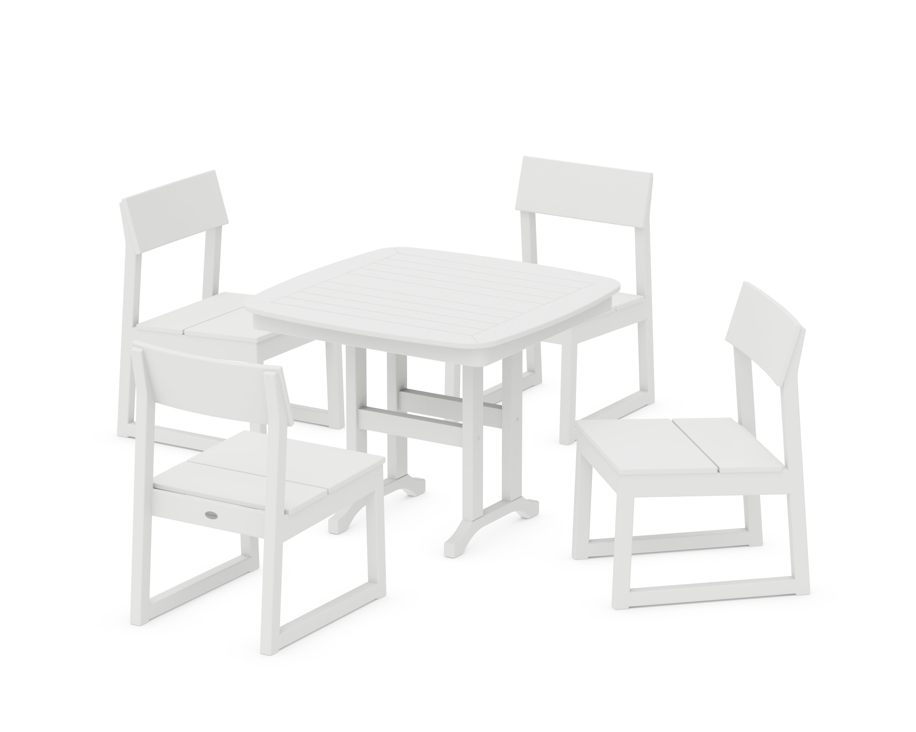 POLYWOOD® EDGE Side Chair 5-Piece Dining Set in White