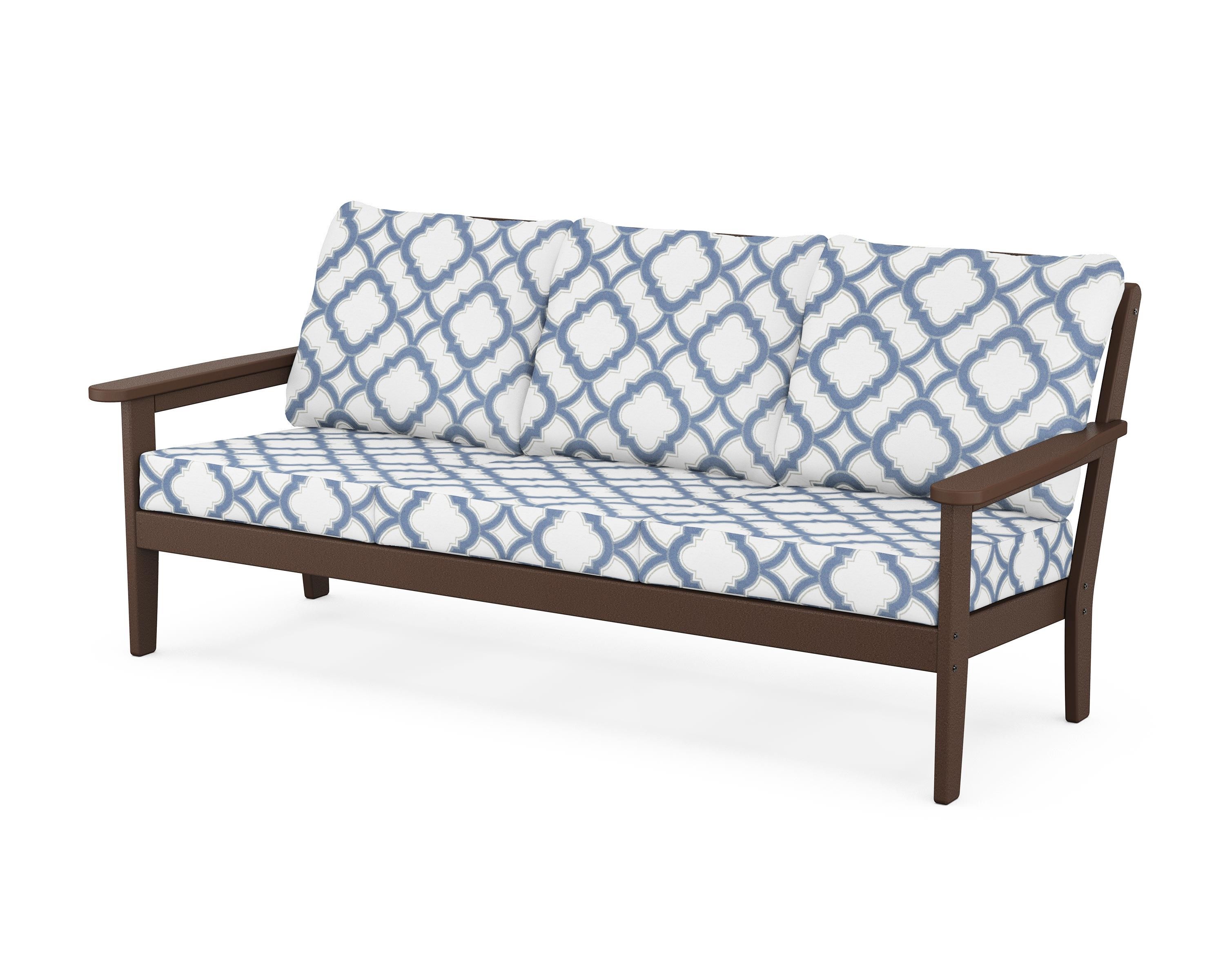 Country Living Cottage Deep Seating Sofa in Mahogany / Trellis Sky Blue