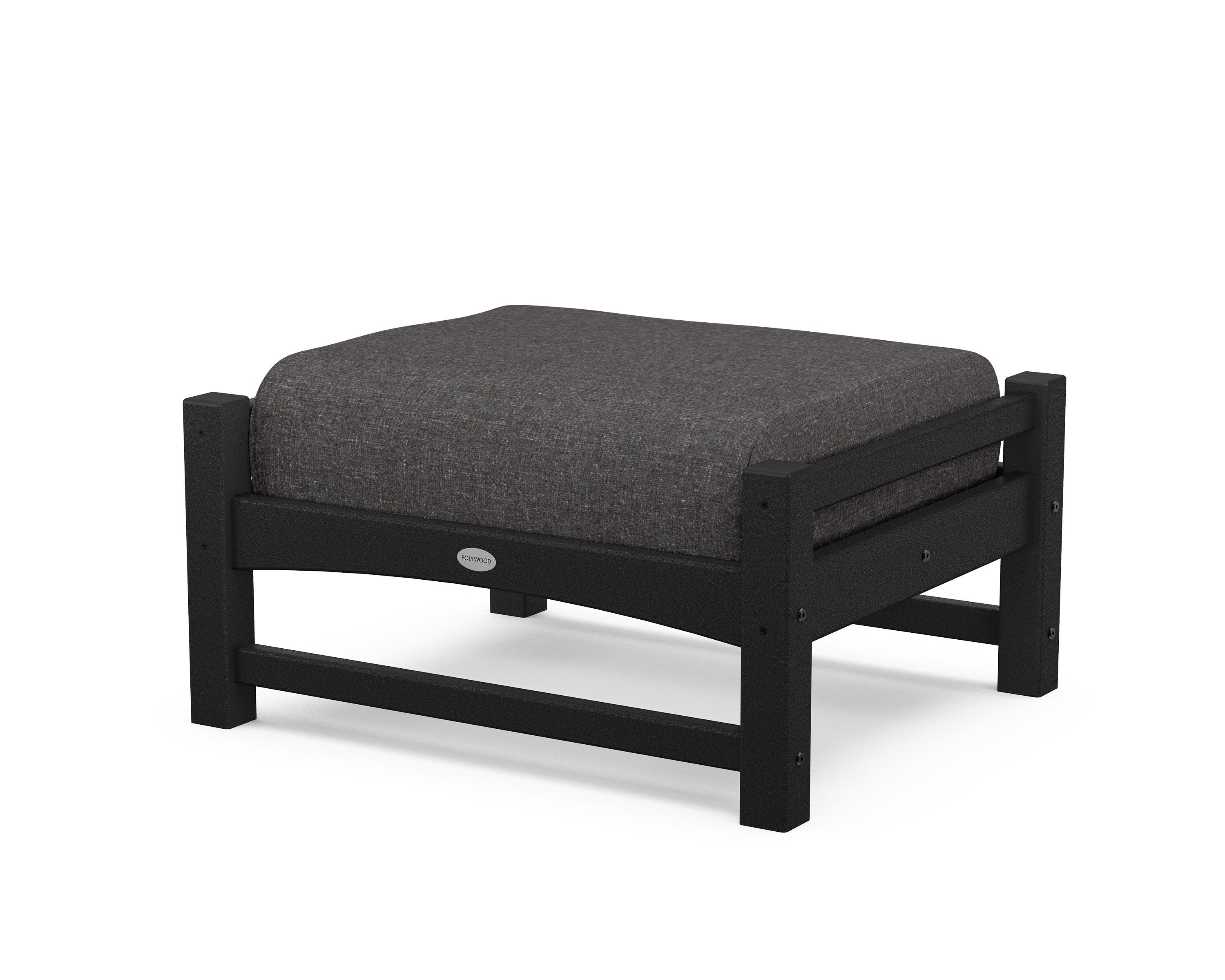 POLYWOOD® Club Ottoman in Black / Ash Charcoal
